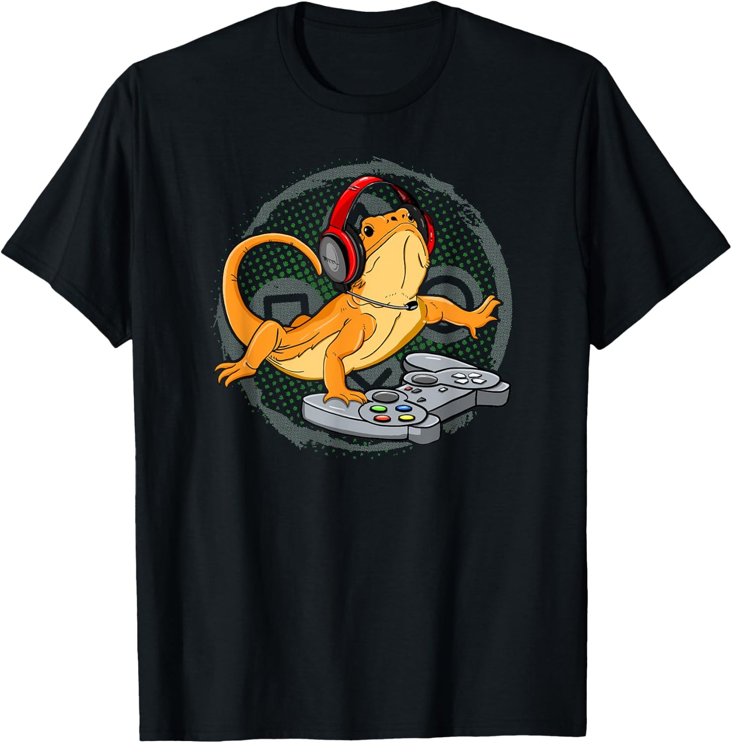 Bearded Dragon Gamer Video Game Gecko Lizard T-Shirt - T-Shirt | Black