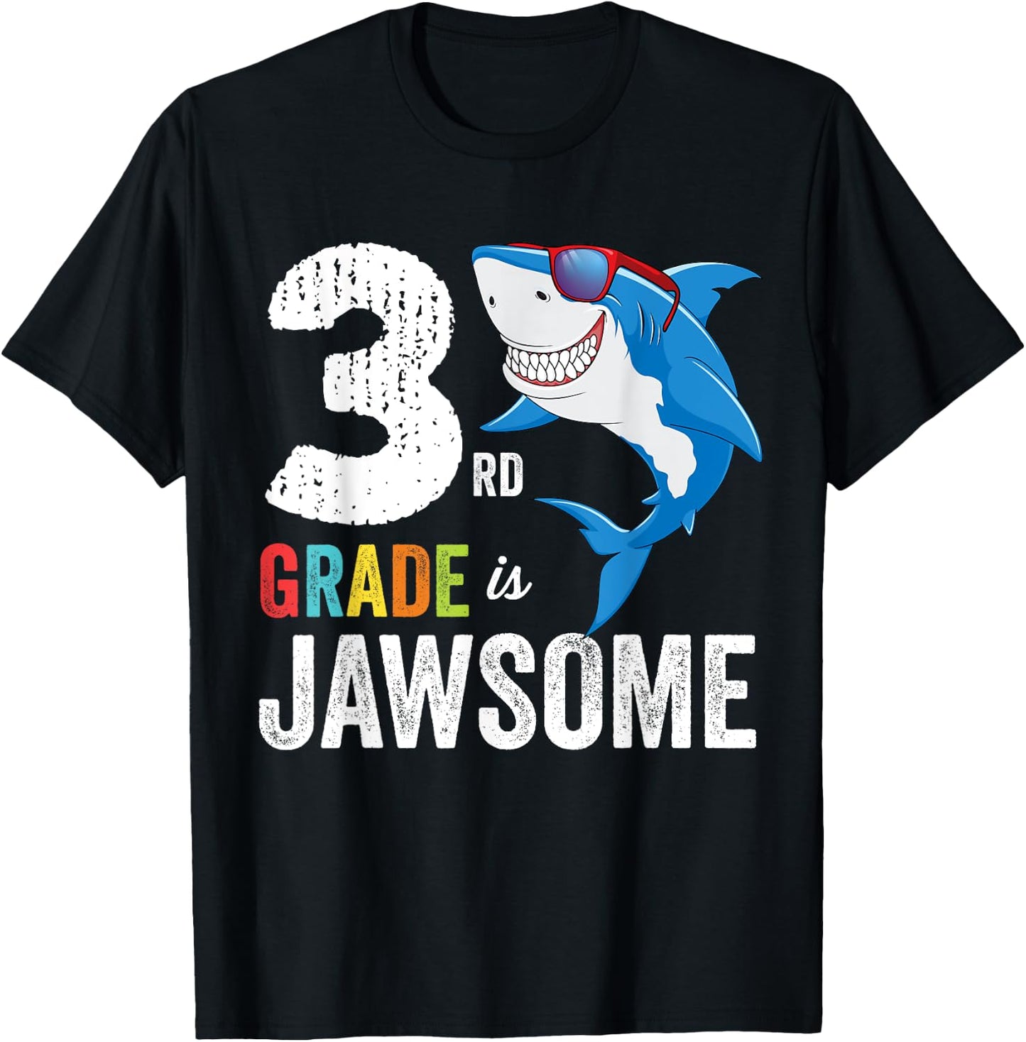 Third Grade Shirt Boys Girls Shark First Day of School T-Shirt - T-Shirt | Black