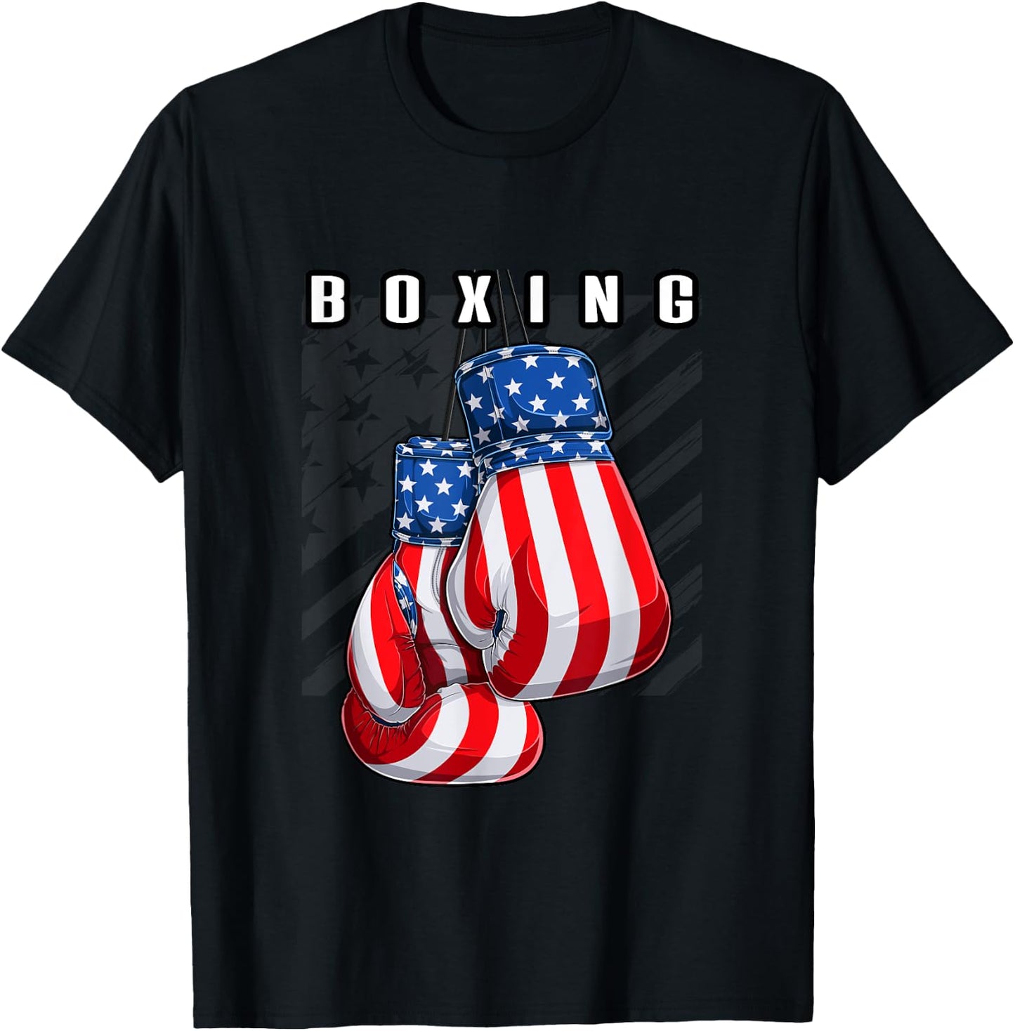 Boxing USA American Flag Boxing Gloves T-Shirt - T-Shirt | Black