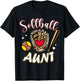 Softball Aunt Leopard Game Day Softball Cute Matching Family T-Shirt - T-Shirt | Black