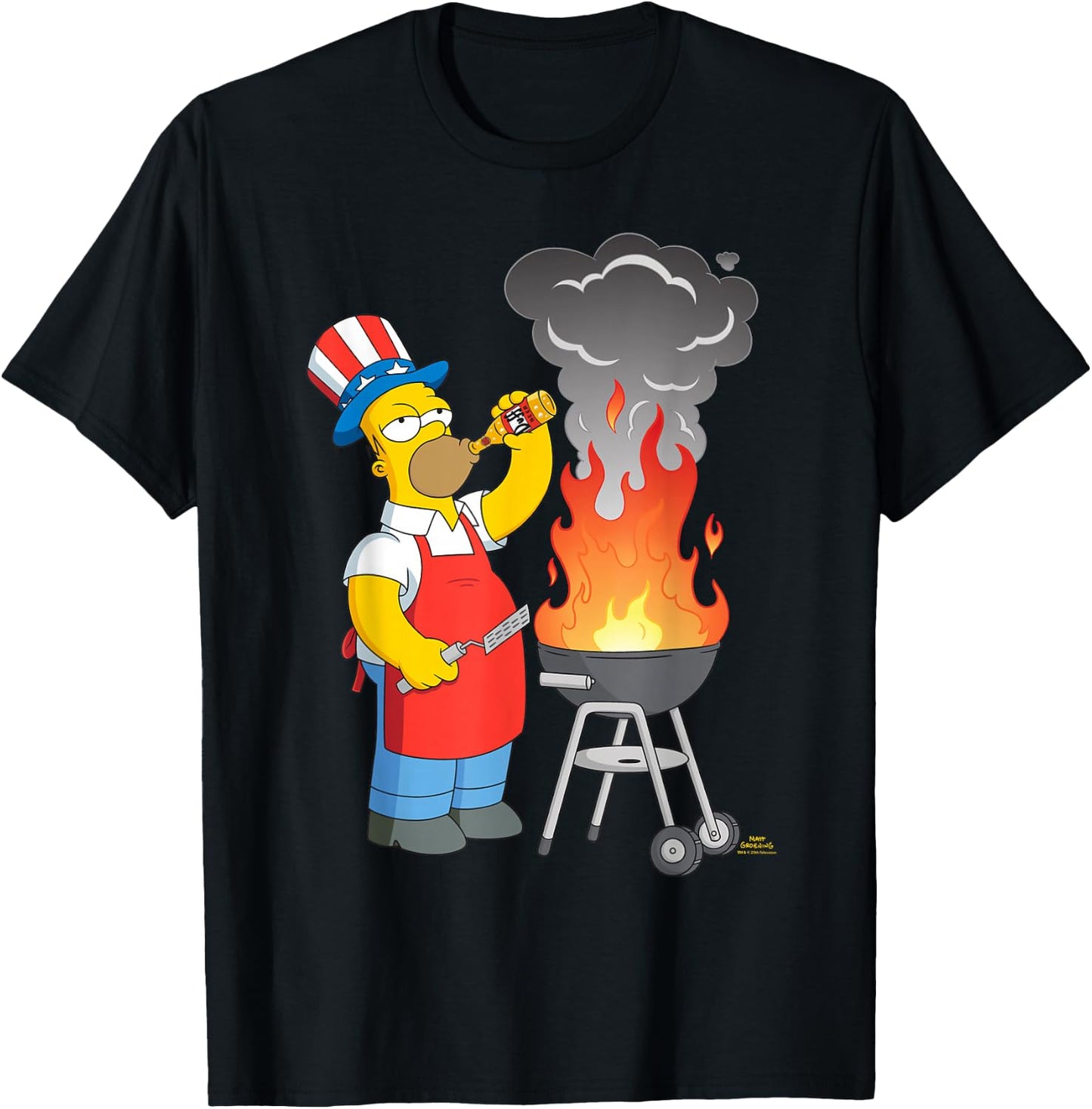 The Simpsons Homer Simpson 4th of July Beer & BBQ Cookout T-Shirt - T-Shirt | Black