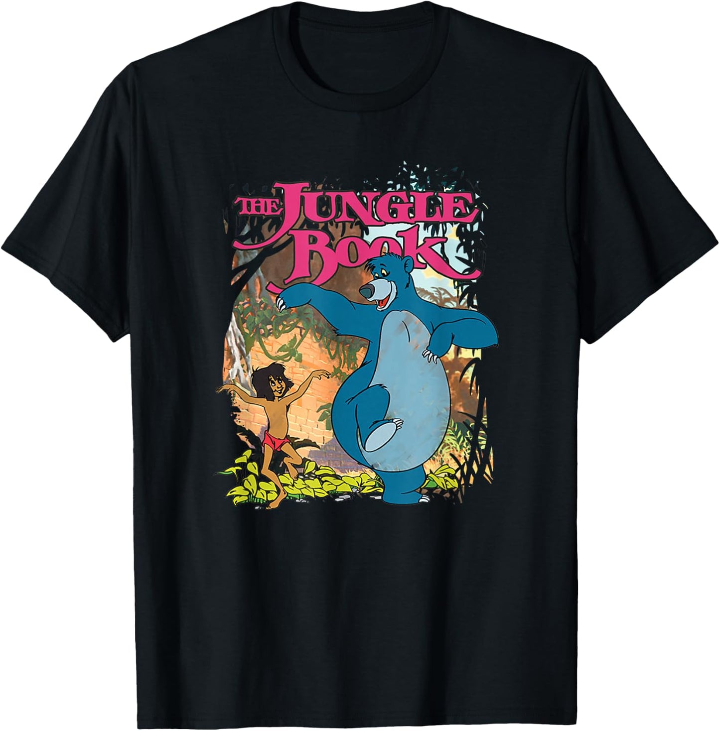 Disney The Jungle Book Mowgli & Baloo Dancing Friends Small T-Shirt - T-Shirt | Black