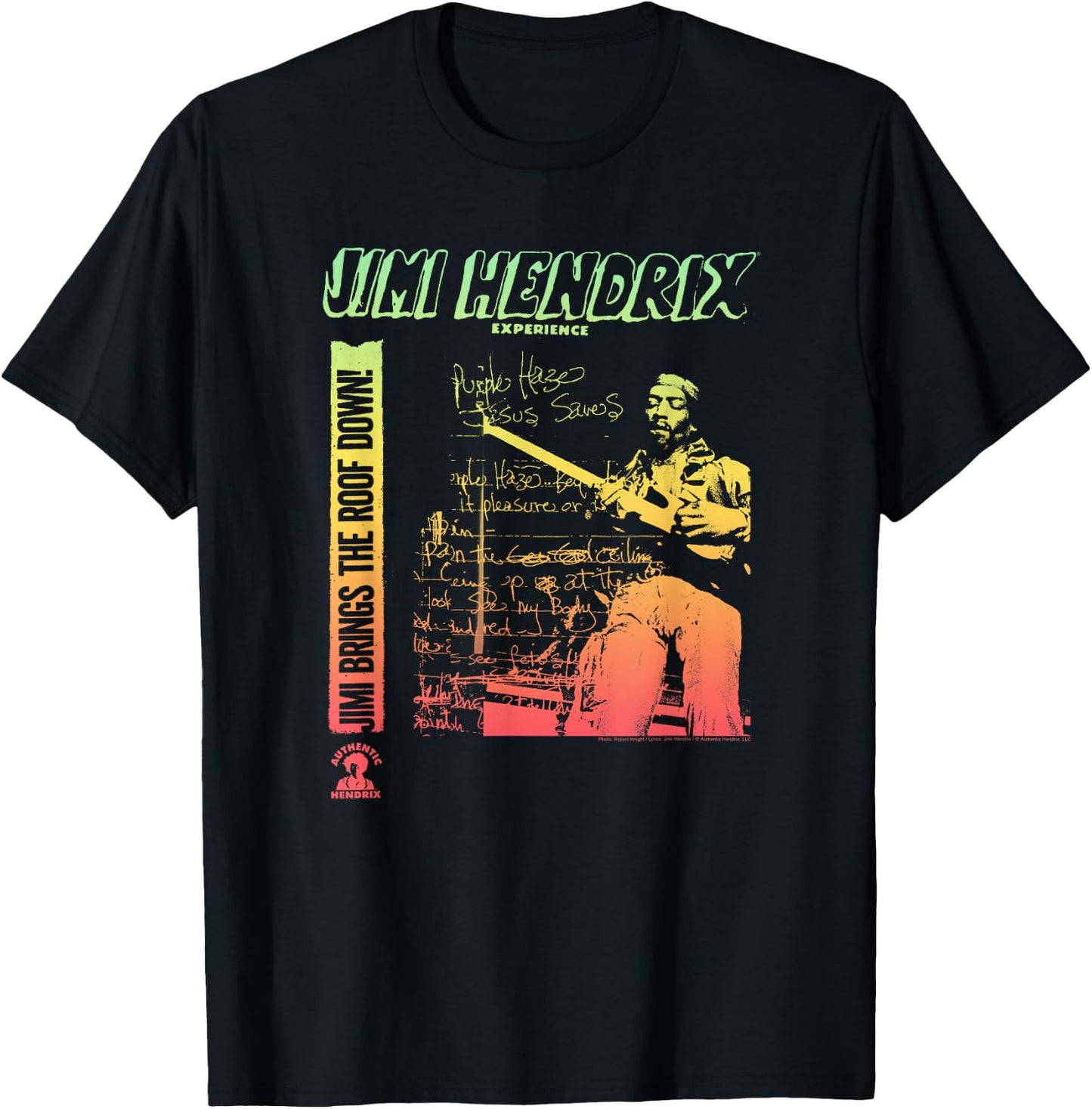 Jimi Hendrix Brings the Roof Down T-Shirt - T-Shirt | Black