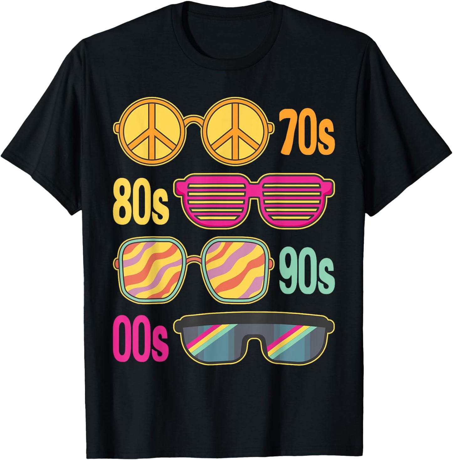 Sunglasses 70s 80s 90s 00s Styles Theme Costume Party Outfit T-Shirt - T-Shirt | Black