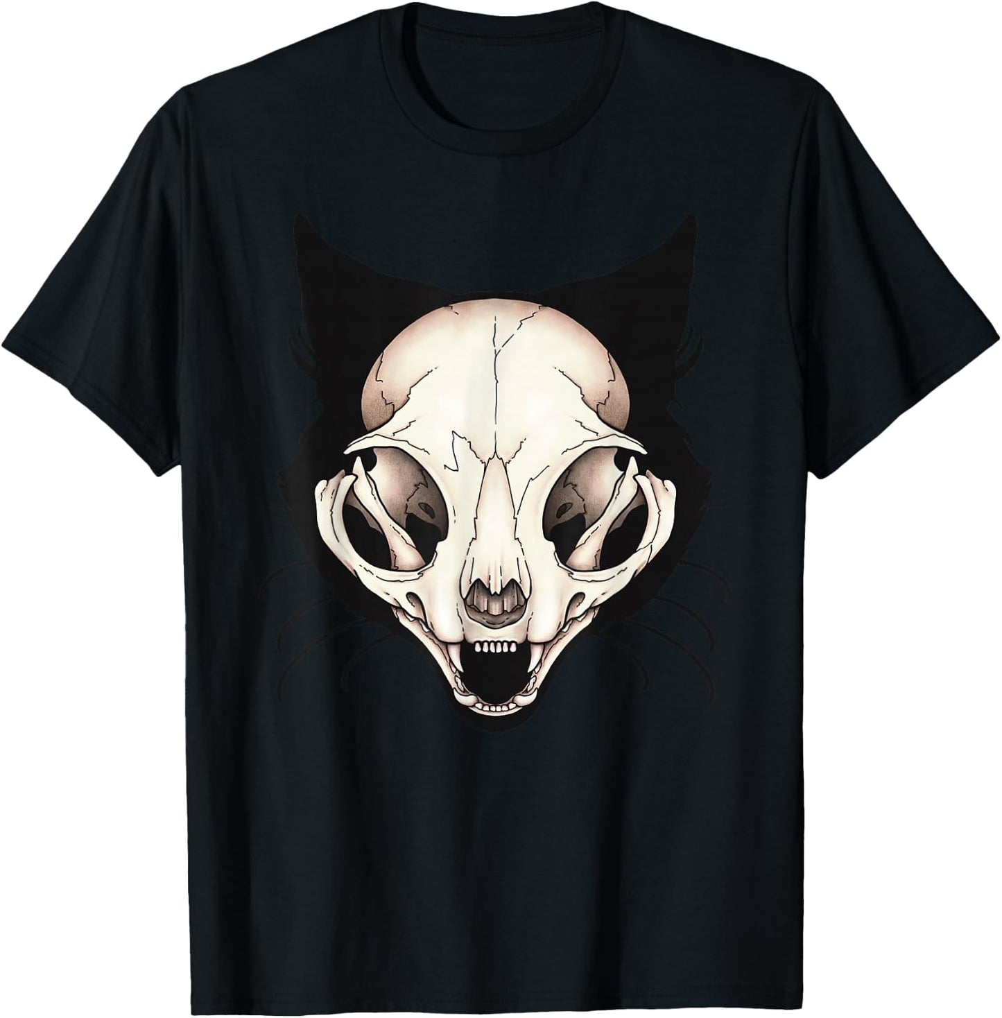 Vulture Culture Black Cat Skull Witchcraft Gothic Occult T-Shirt - T-Shirt | Black