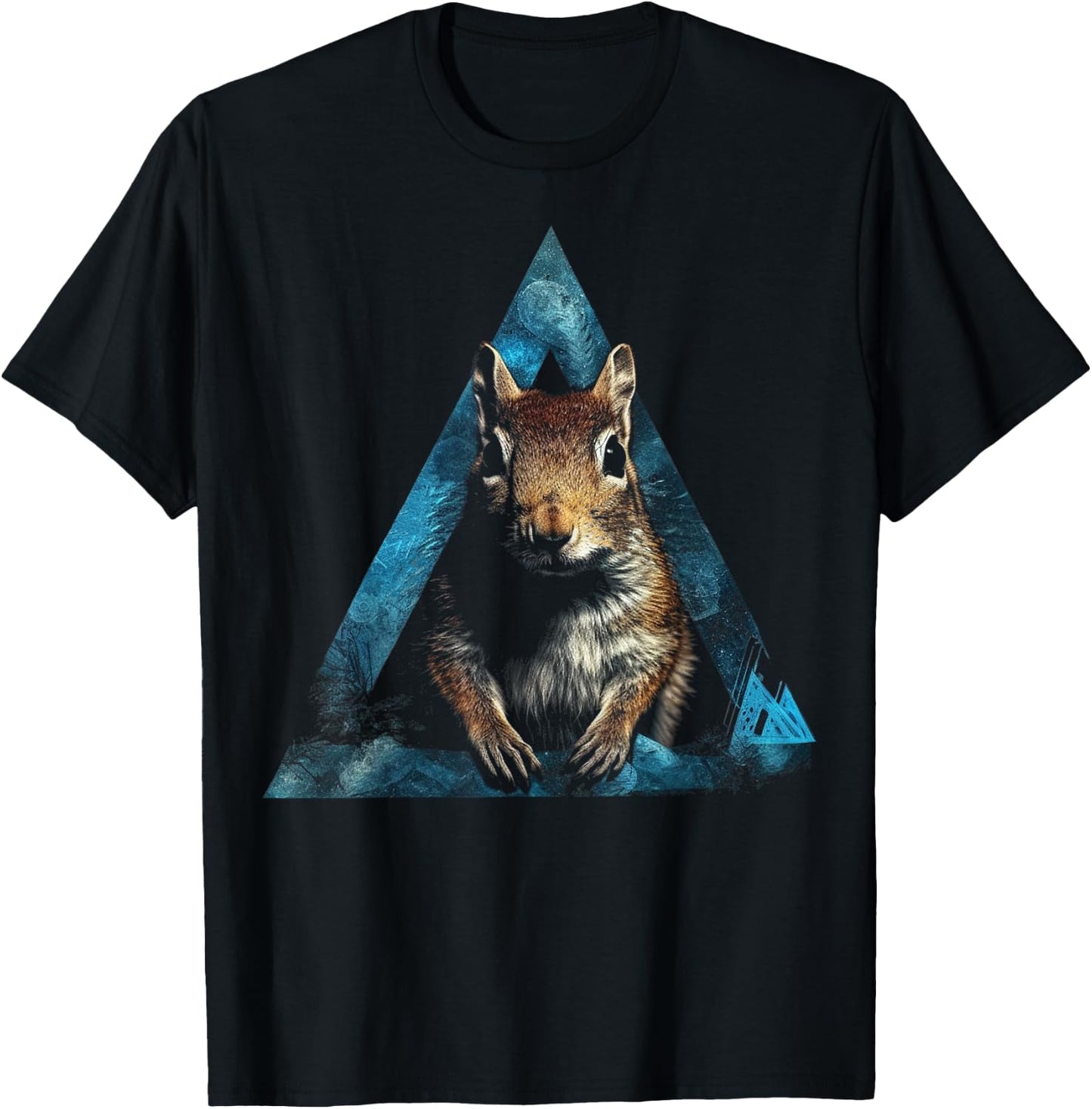 Squirrel Polygon Geometric Animal Squirrel T-Shirt - T-Shirt | Black