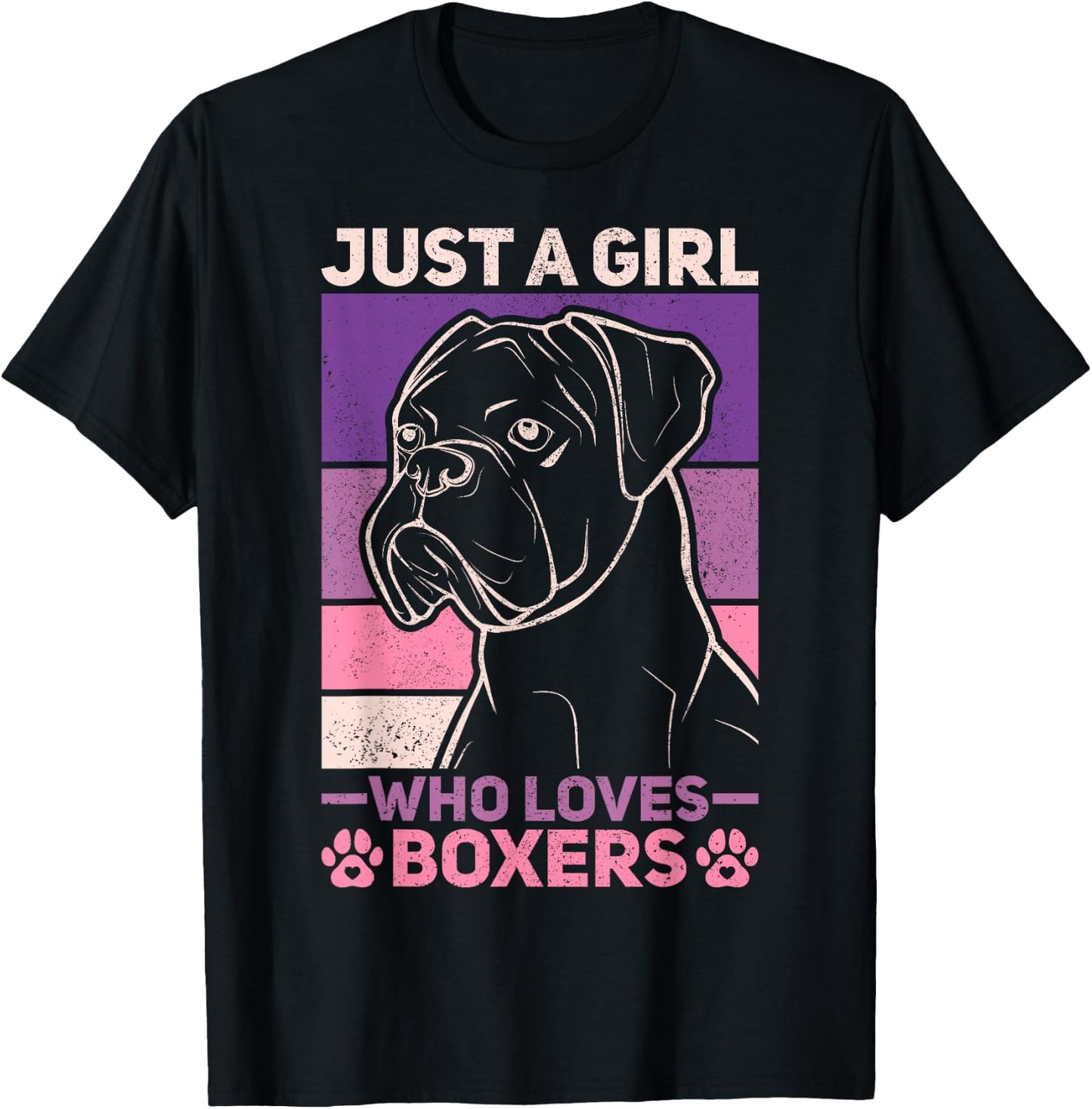 Dog Lover Owner Animal Vintage Just A Girl Who Loves Boxers T-Shirt - T-Shirt | Black