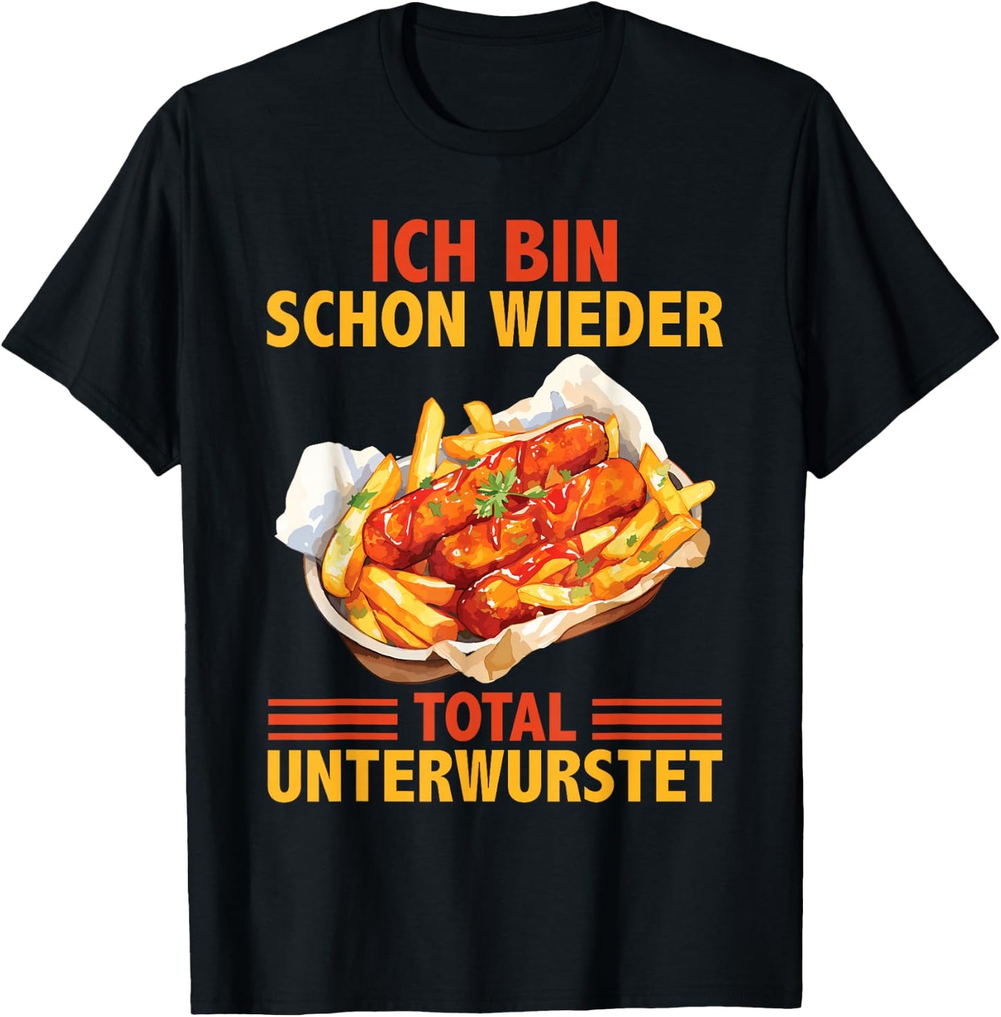Lustiges Imbiss Bratwurst Pommes Currywurst T-Shirt - T-Shirt | Black