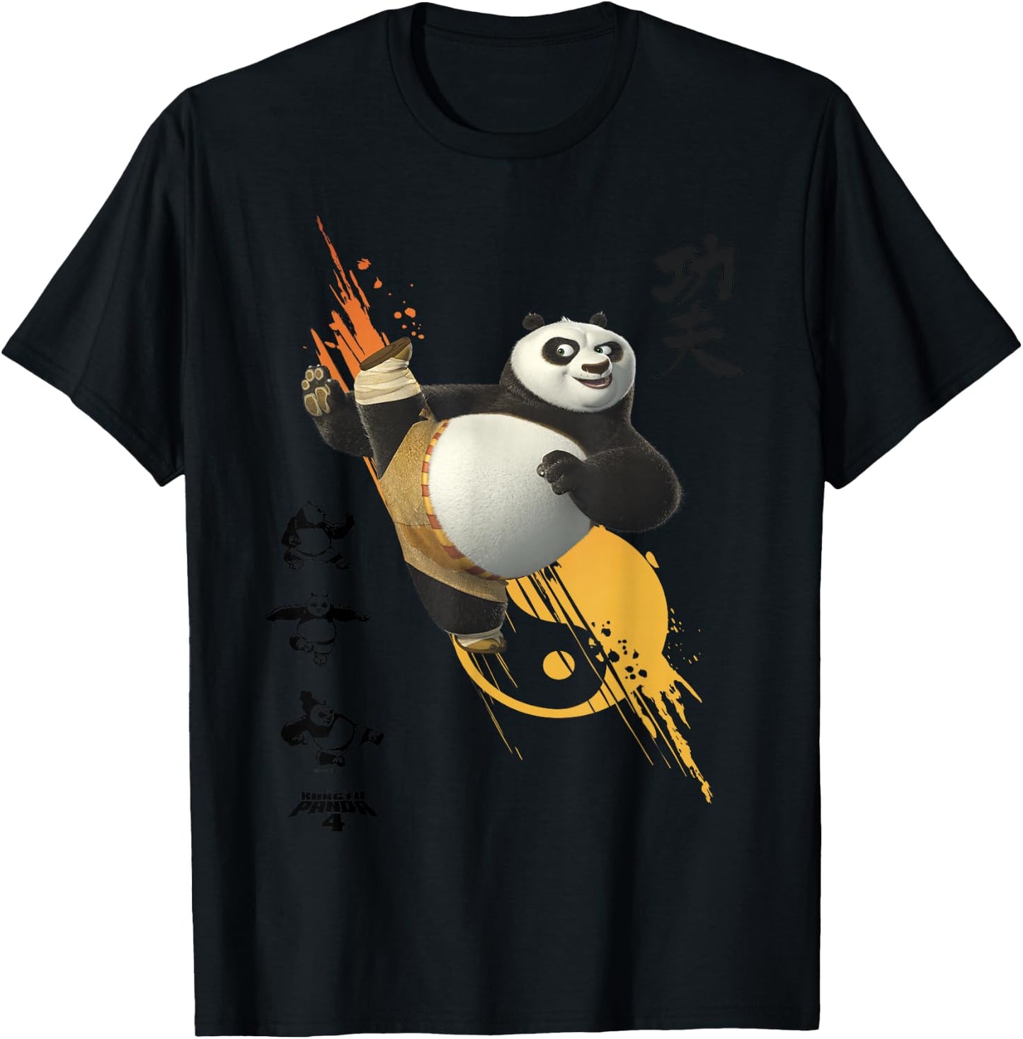 DreamWorks Kung Fu Panda 4 Po Flying Kick , gray T-Shirt - T-Shirt | Black