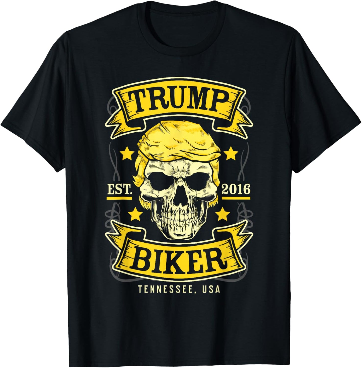 Trump Biker Tennessee USA Motorcycle Skull FRONT PRINT T-Shirt - T-Shirt | Black