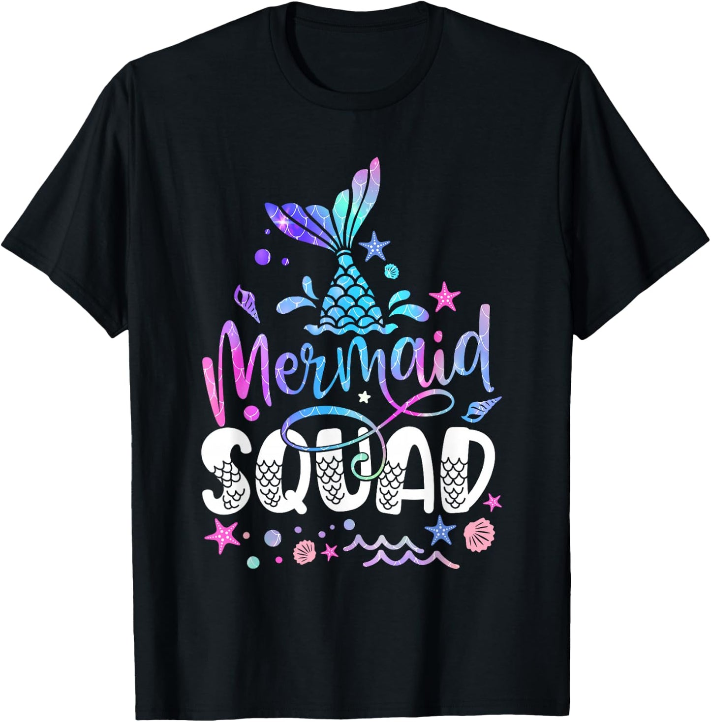 Mermaid Squad Mermaid Tail Toddler Girls Birthday outfit T-Shirt - T-Shirt | Black