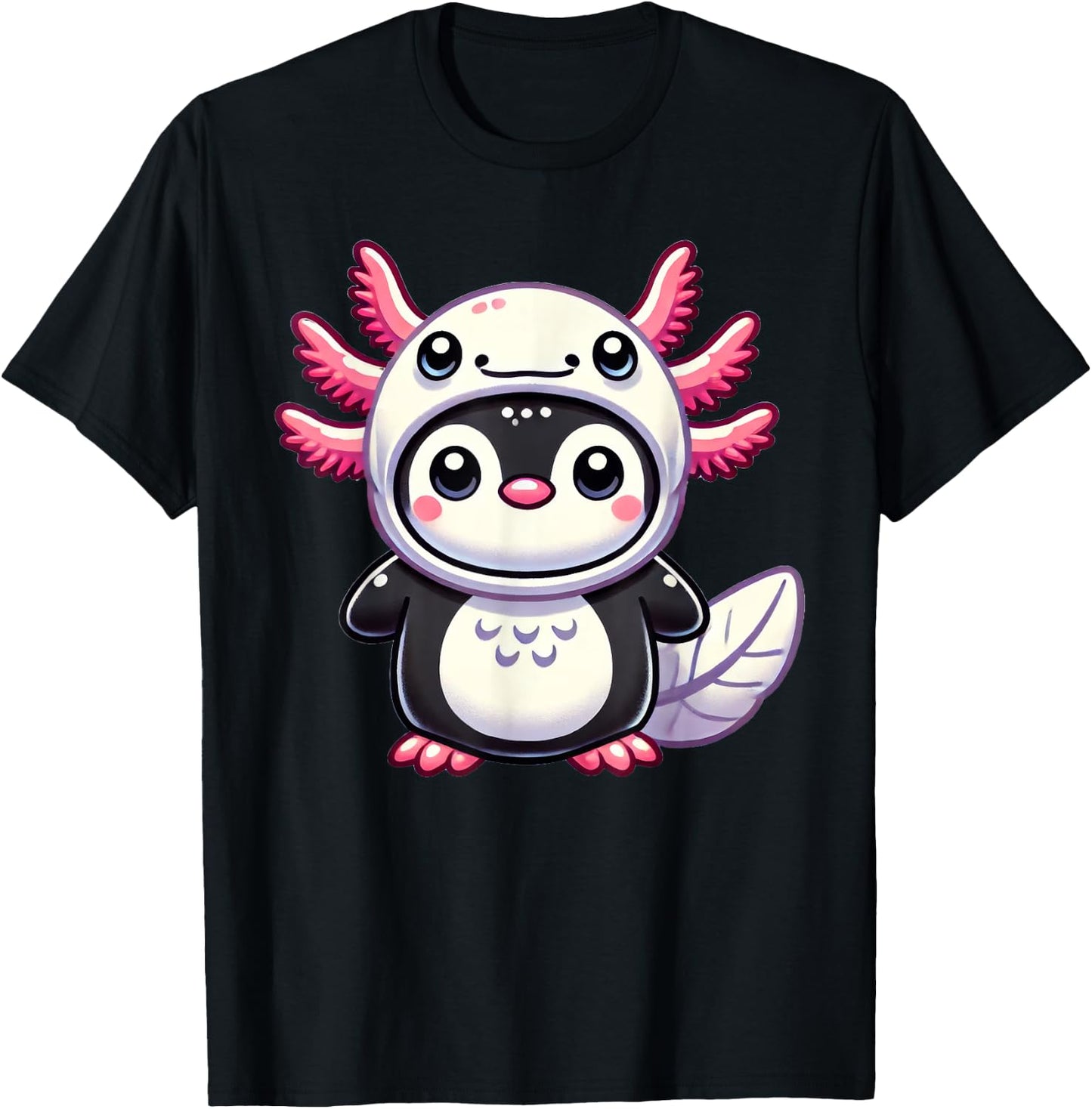 Kawaii Penguin Axolotl Costume T-Shirt - T-Shirt | Black