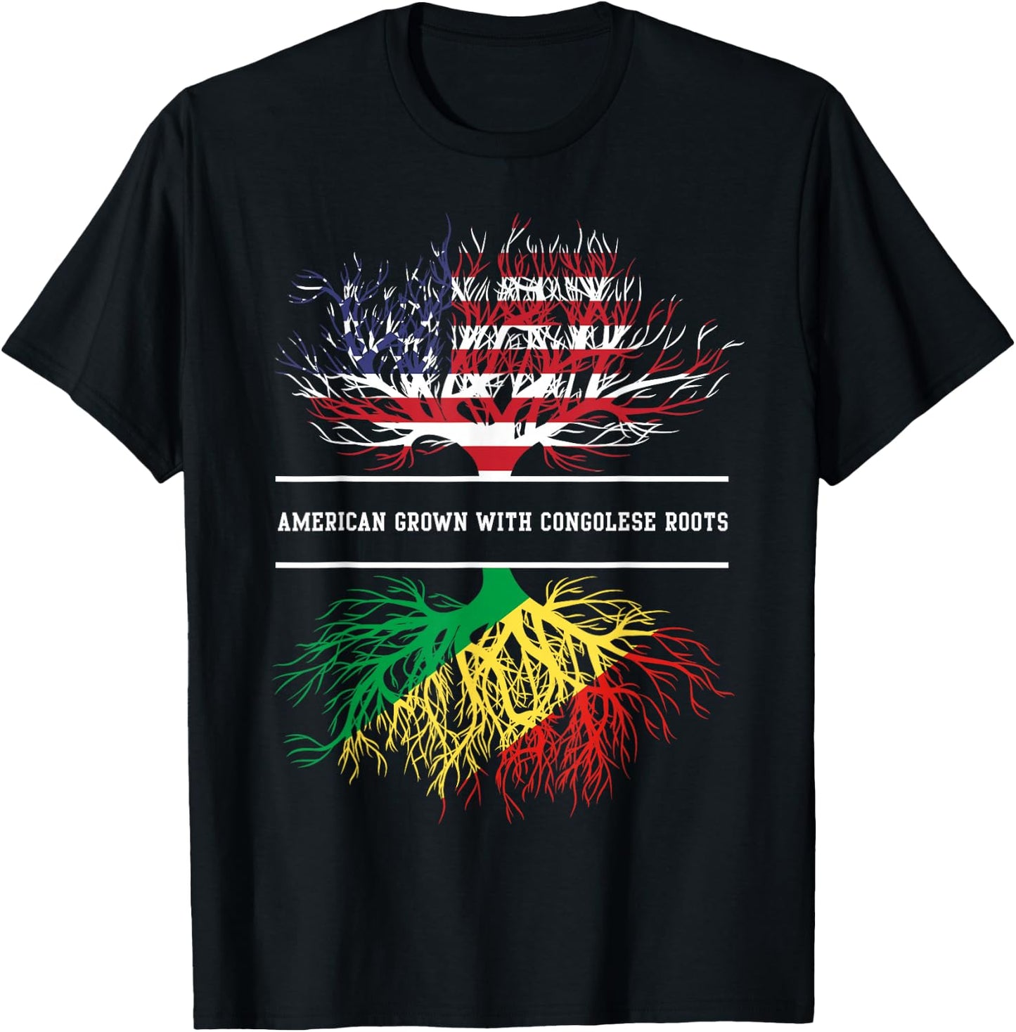 American Grown With Congolese Roots - Congo-Brazzaville Flag T-Shirt - T-Shirt | Black