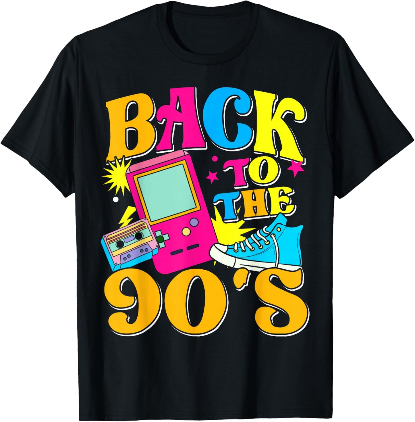 90s for 90s Retro Party Back to the 90s , black T-Shirt - T-Shirt | Black