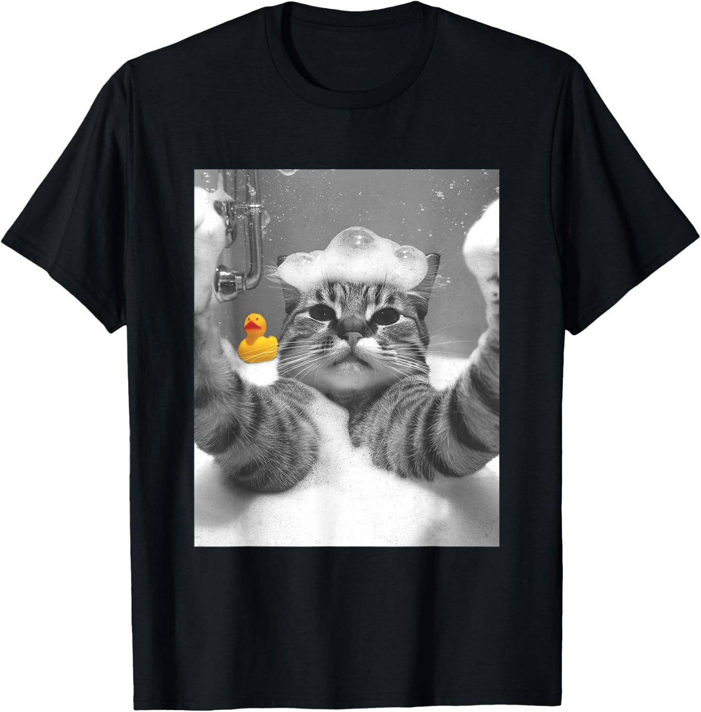 Lustige Katzen Meme Shirts & Zubehör Katze in Badewanne Selfie Schwarz Erwachsene Klein EU 40-50 T-Shirt - T-Shirt | Black