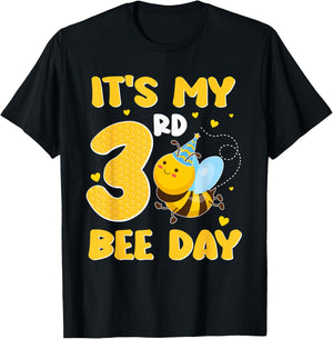 It's My 3 Year Old Birthday Bee Day 3rd Party T-Shirt - T-Shirt | Black