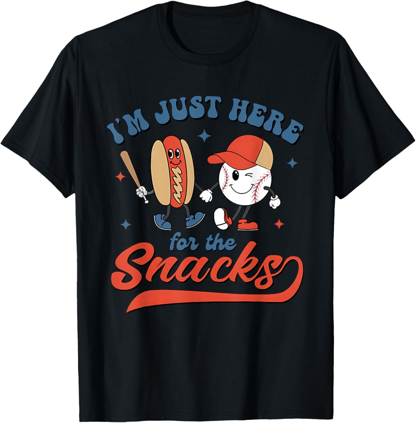 I'm Just Here For The Snacks Baseball 4th Of July Hot Dog Girls Kids Men T-Shirt - T-Shirt | Black