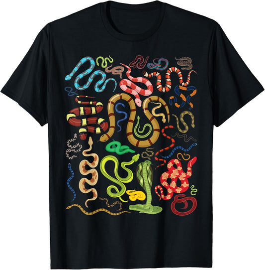 Types Of Snakes Educational Herpetologist Boys Girls Kids T-Shirt - T-Shirt | Black