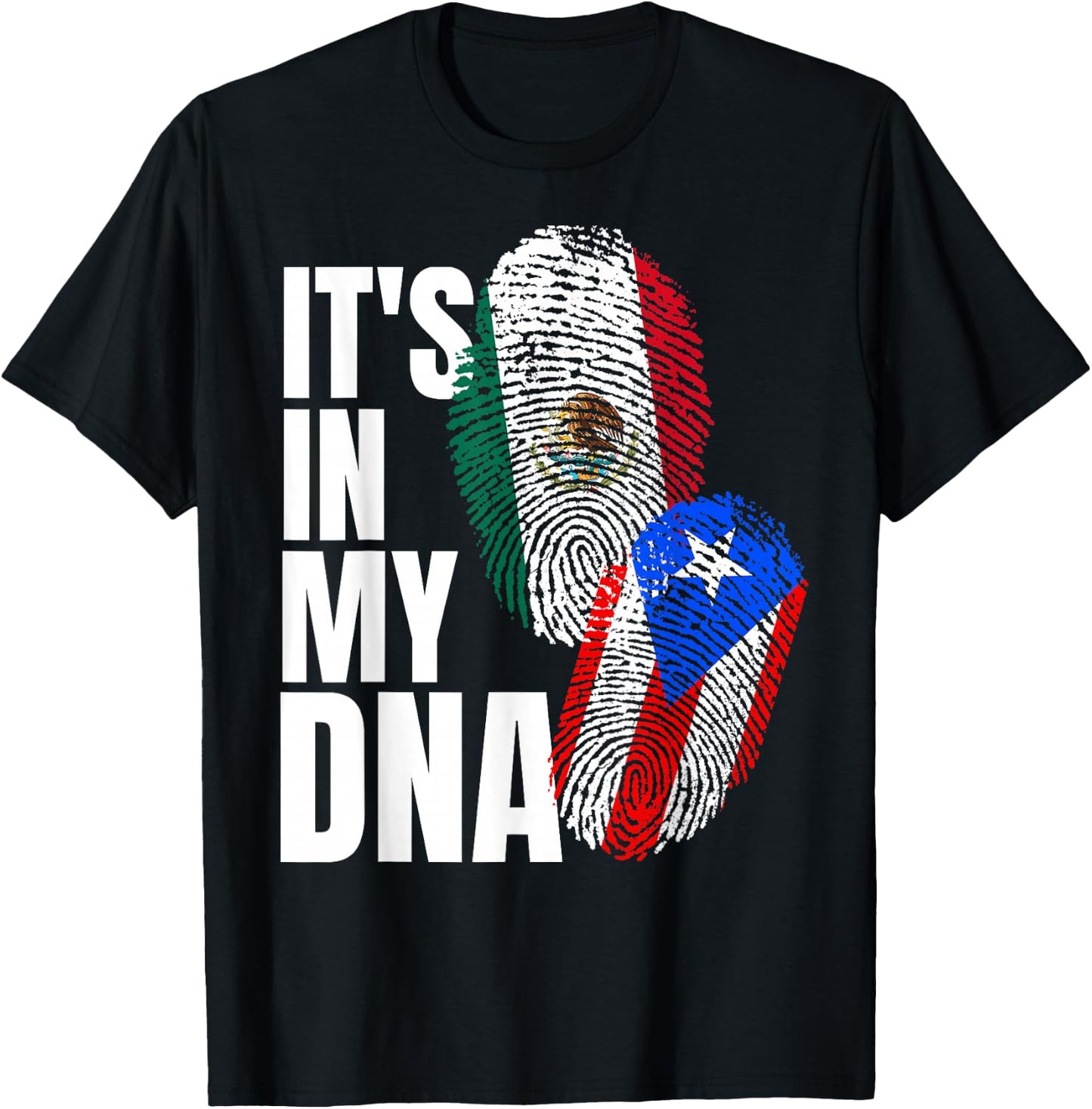 Mexican and Puerto Rican DNA Mix Flag Heritage T-Shirt - T-Shirt | Black