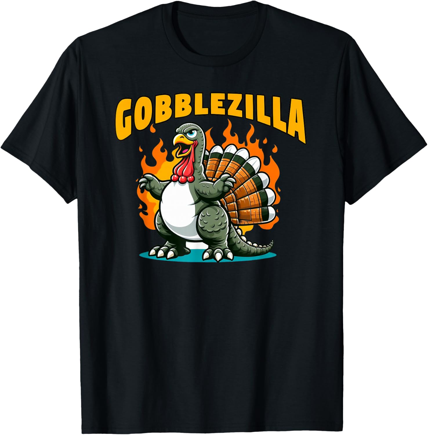 Turkey Thanksgiving Day Gobblezilla T-Shirt - T-Shirt | Black