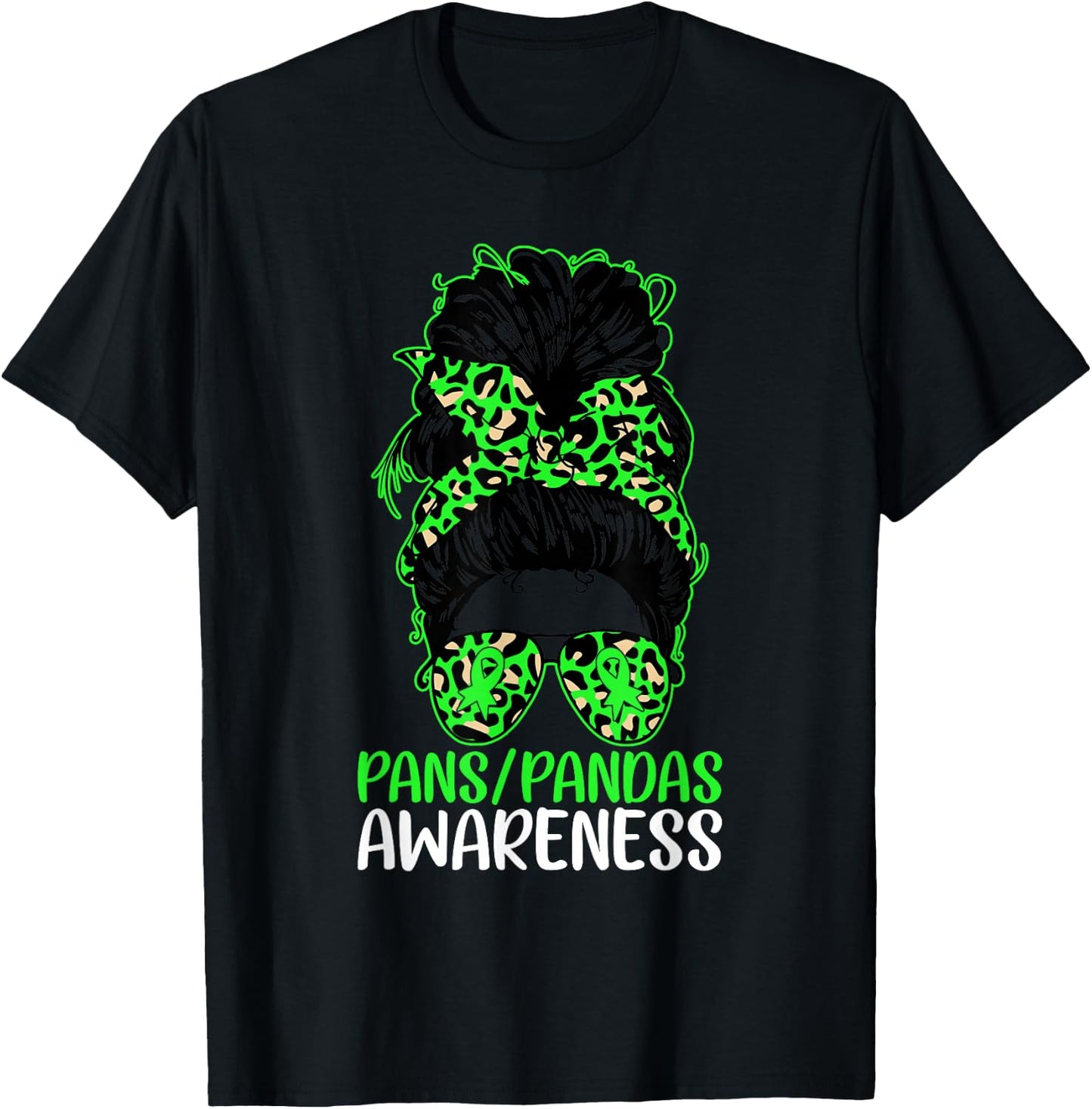PANS-PANDAS Awareness Messy Bun PANS-PANDAS Awareness T-Shirt - T-Shirt | Black