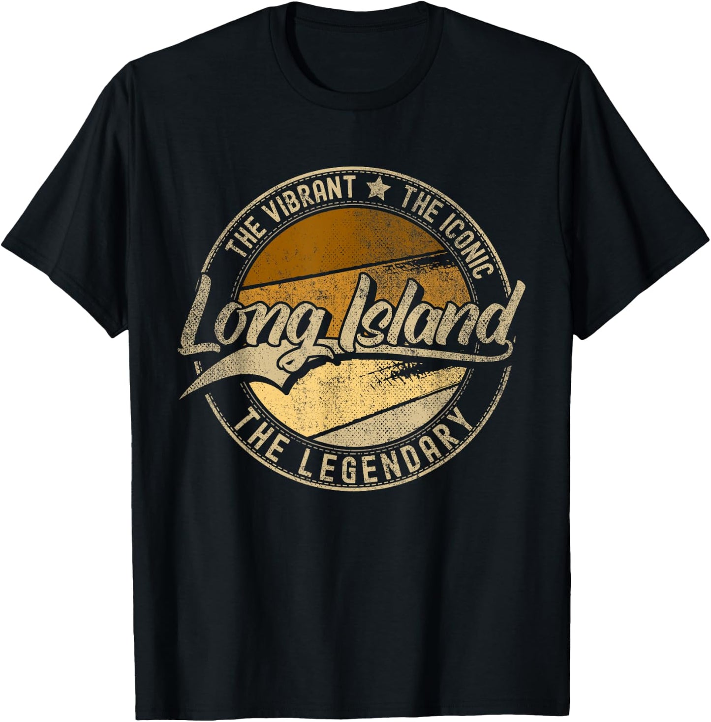 Long Island NY | New York | Vintage Distressed T-Shirt - T-Shirt | Black