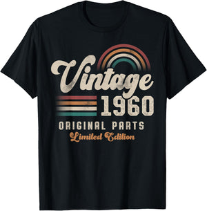 Vintage 1960 Birthday Birth Year 65 Retro T-Shirt - T-Shirt | Black
