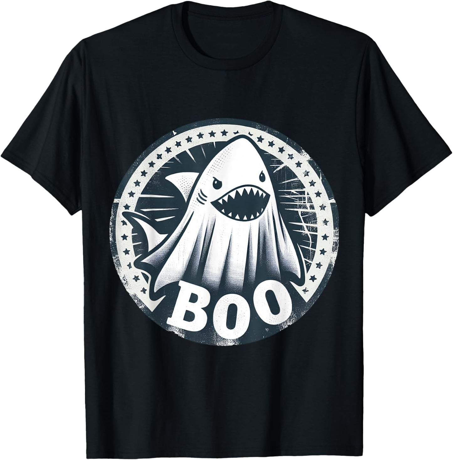 Boo Ghost Shark Funny Halloween Costume T-Shirt - T-Shirt | Black