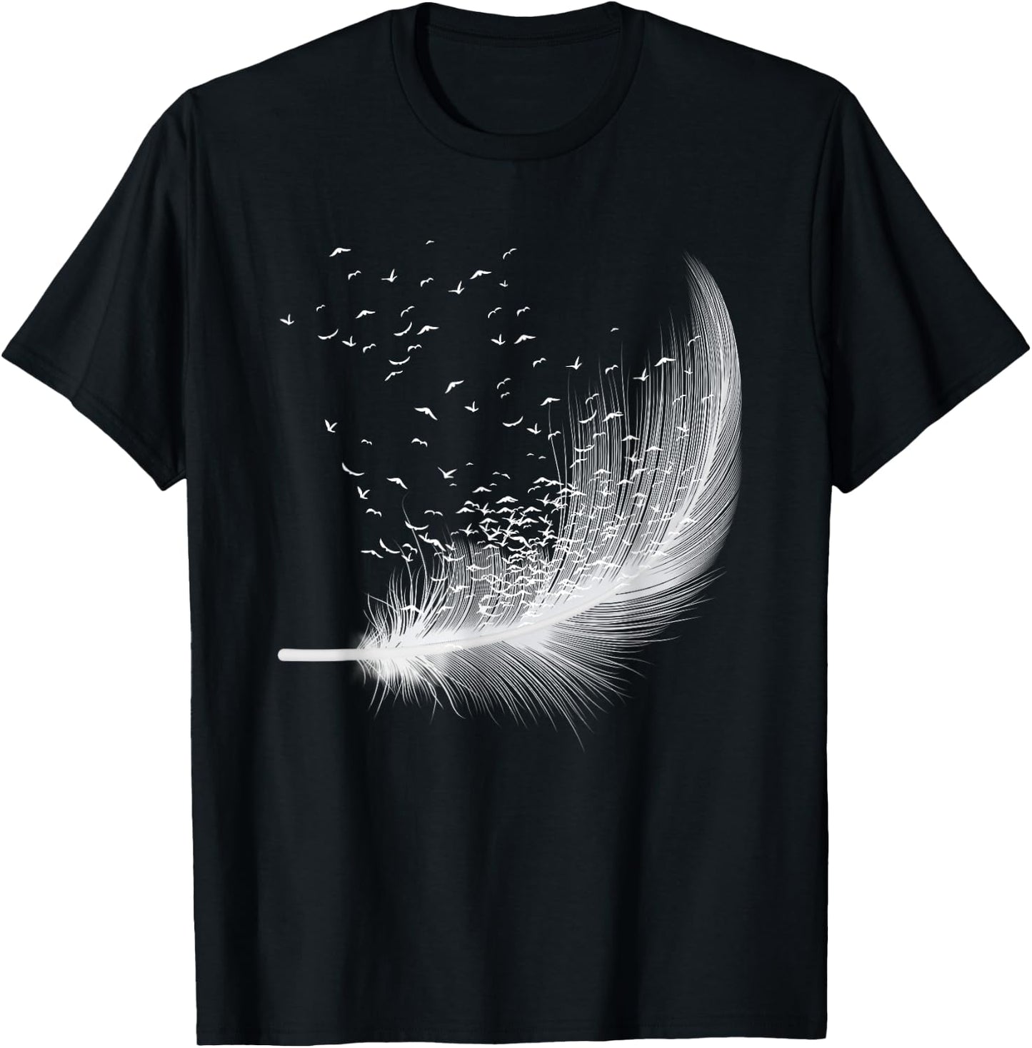 Bird Feather Silhouette Image Birdwatcher Birdwatching Lover T-Shirt - T-Shirt | Black