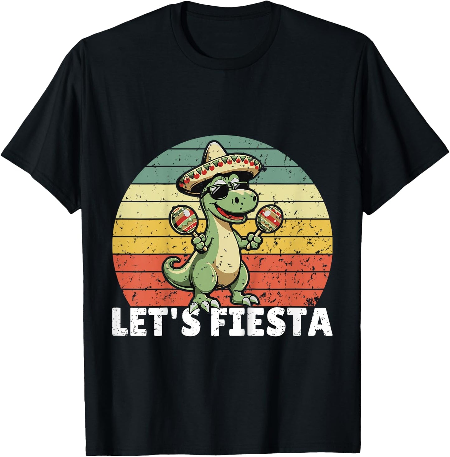 Kids Let’s Fiesta Mexican Dino Cinco De Mayo Toddler Boys T-Shirt - T-Shirt | Black