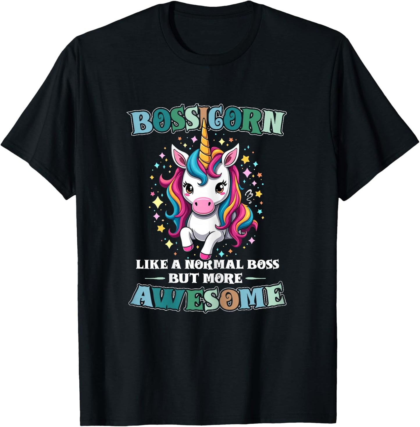 Awesome Boss Unicorn Funny Boss Day Design T-Shirt - T-Shirt | Black
