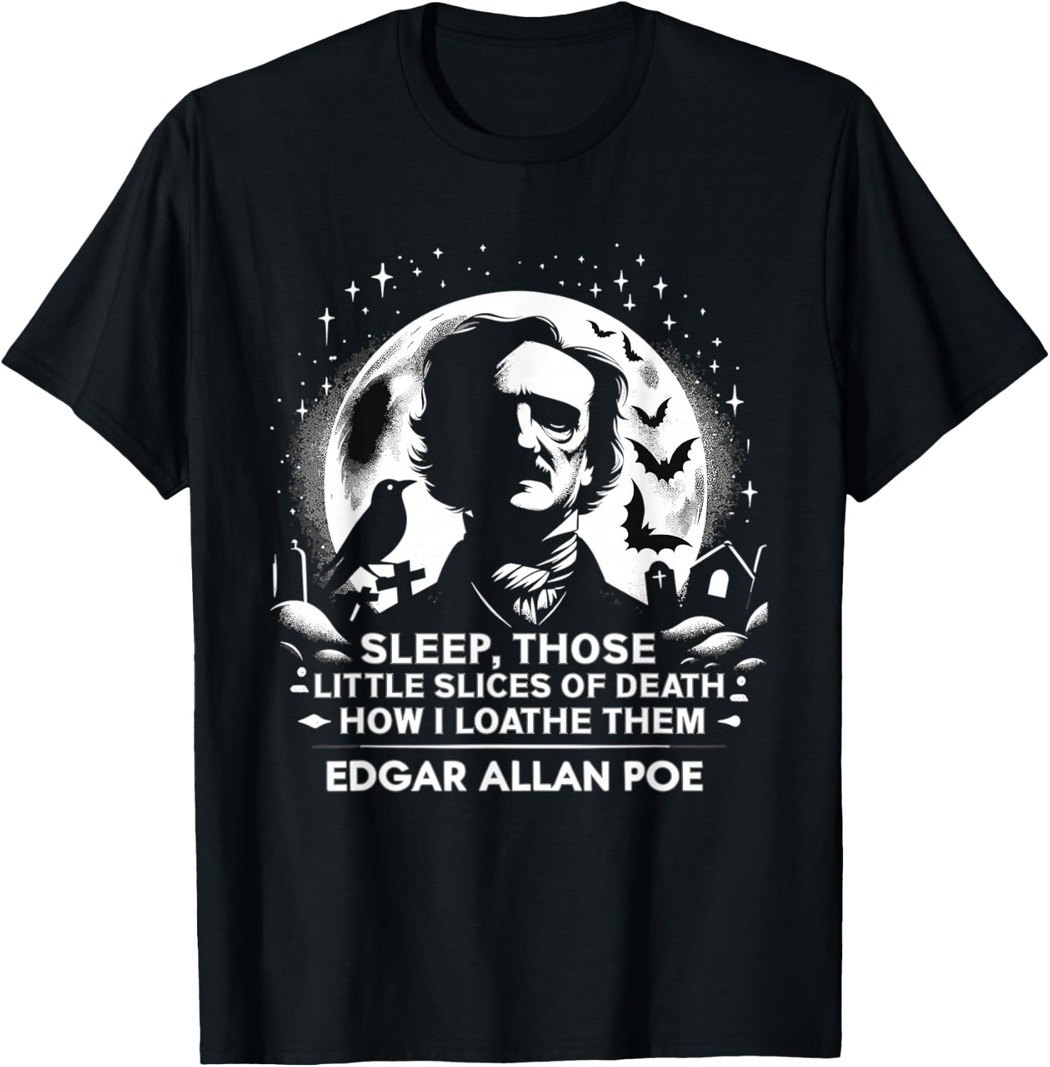 Edgar Allan Poe Raven Gothic Literature Macabre Poetry T-Shirt - T-Shirt | Black