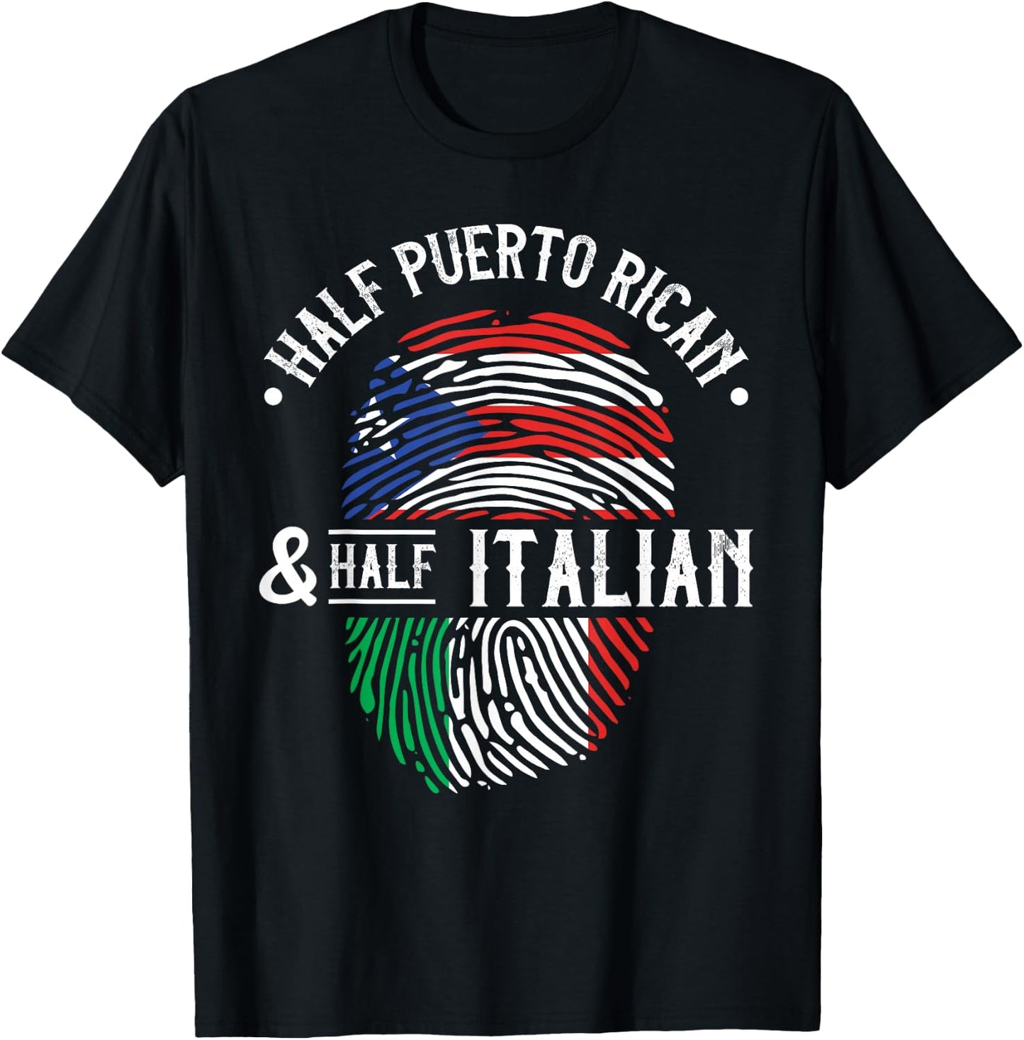 Half Puerto Rican And Half Italian Flag Heritage Roots T-Shirt - T-Shirt | Black
