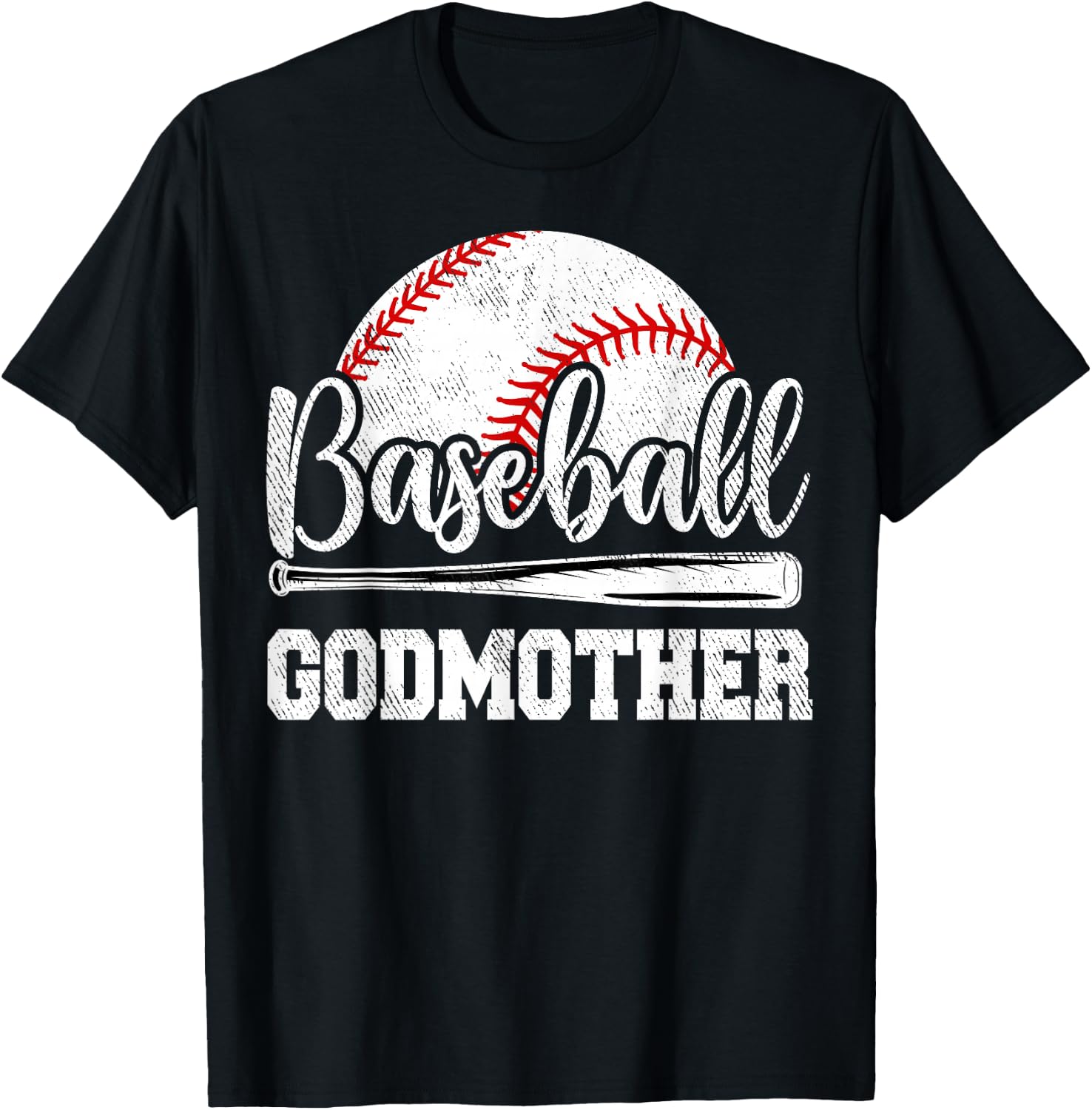 Baseball Godmother Baseball Player Game Day Mother's Day T-Shirt - T-Shirt | Black
