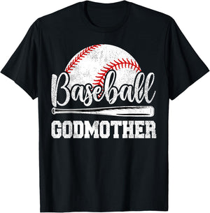 Baseball Godmother Baseball Player Game Day Mother's Day T-Shirt - T-Shirt | Black