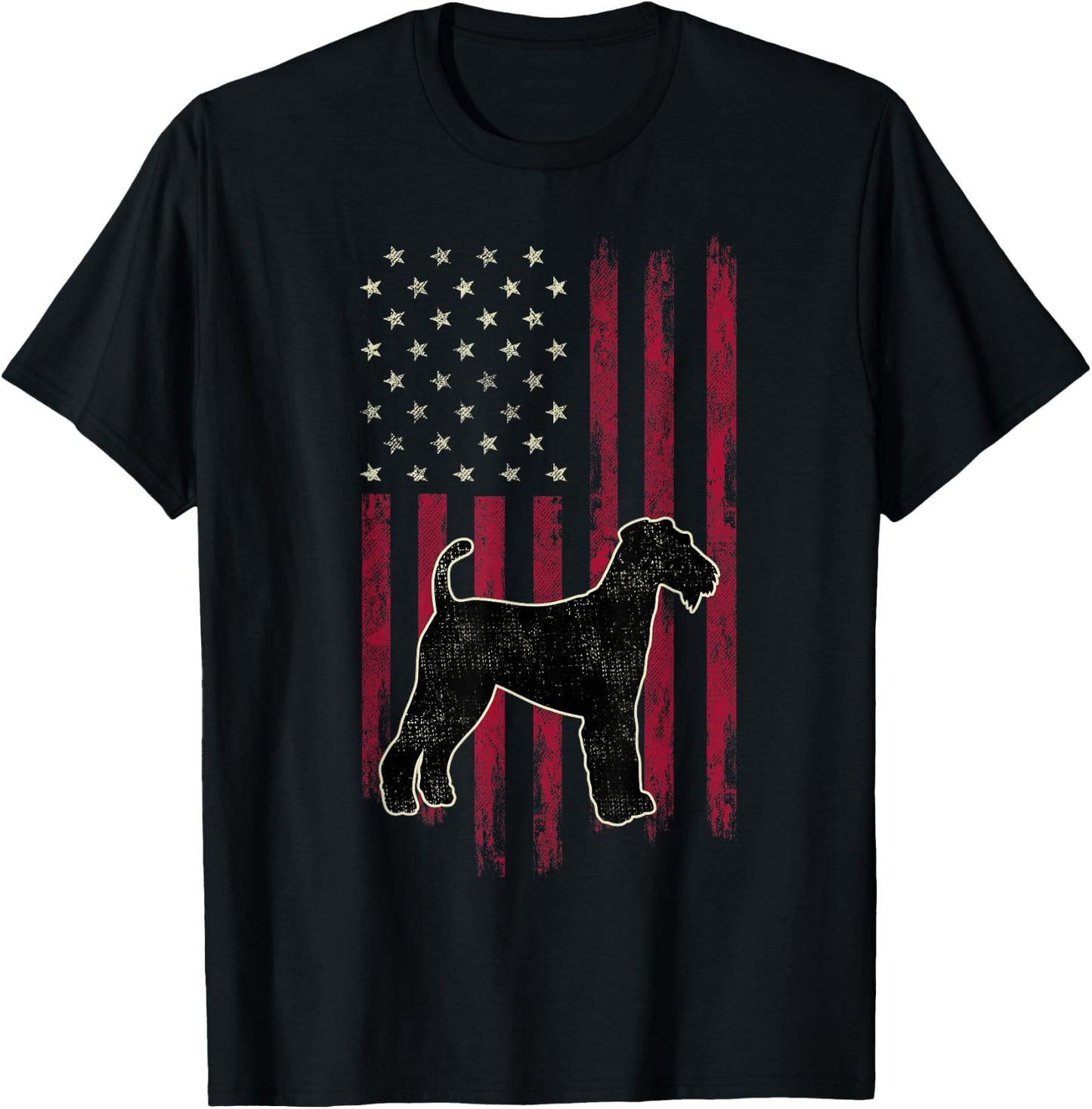Airedale Terrier Dog Lovers American Flag 4th Of July Gift T-Shirt - T-Shirt | Black