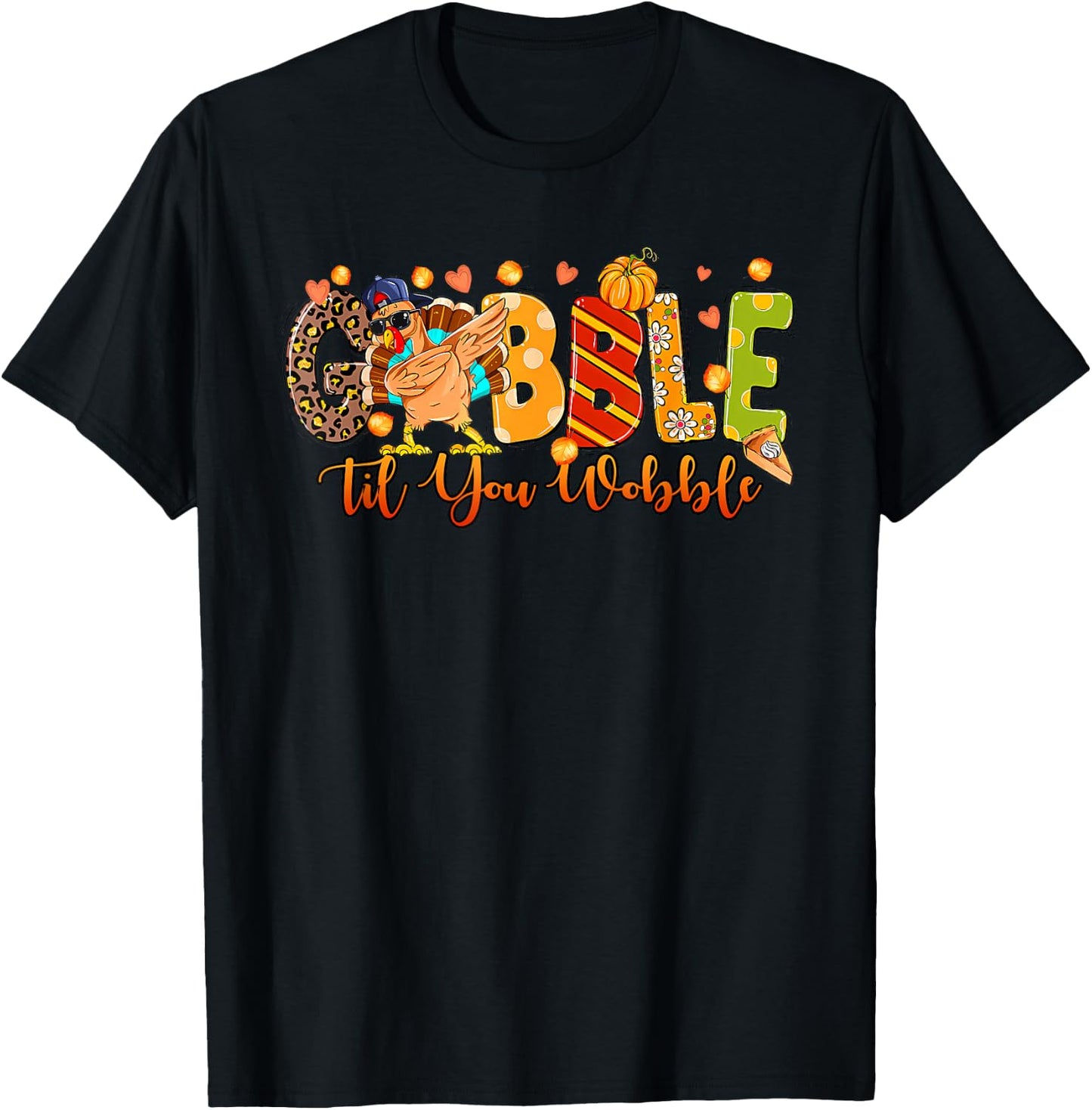 Gobble Til You Wobble Turkey Toddler Kids Baby Thanksgiving T-Shirt - T-Shirt | Black