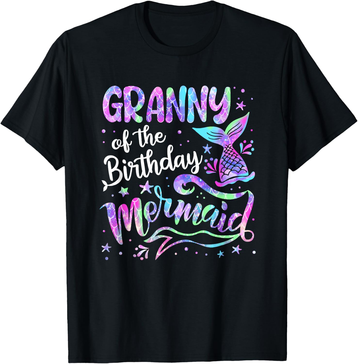 Granny Of The Birthday Mermaid Family Matching Birthday T-Shirt - T-Shirt | Black