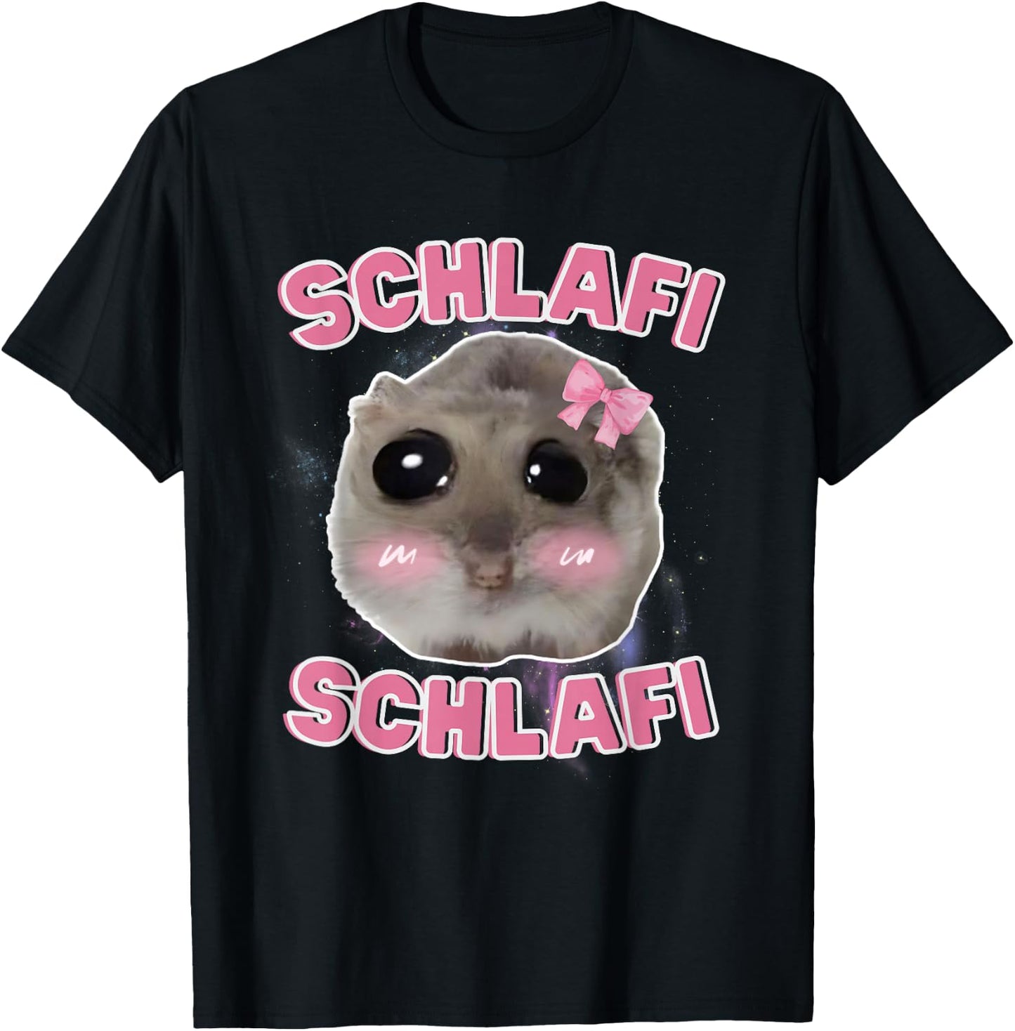 Schlafi Schlafi Funny Hamster Hamster Hamstie Meme Sleep , black T-Shirt - T-Shirt | Black