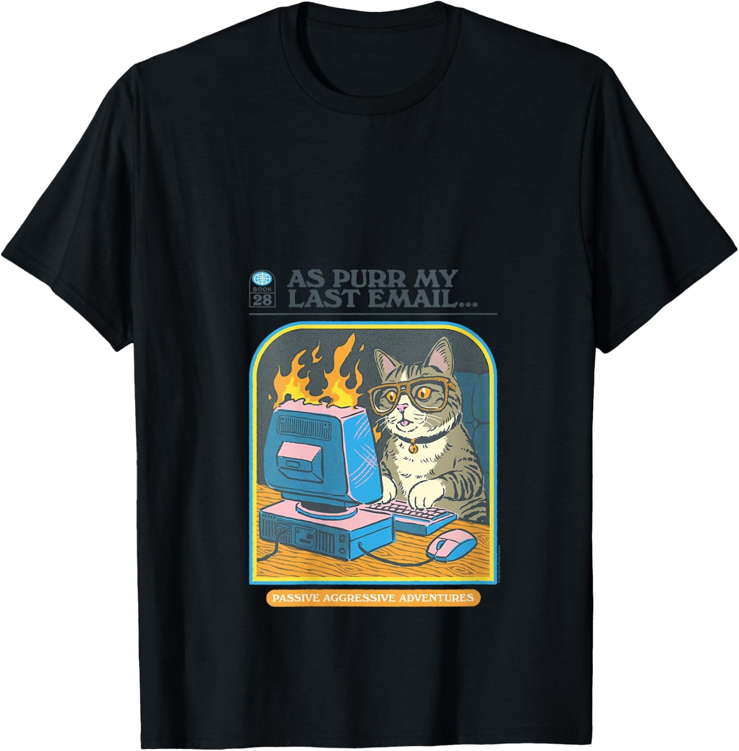 Steven Rhodes As Purr My Last Email Cat Humor V-Neck T-Shirt - T-Shirt | Black