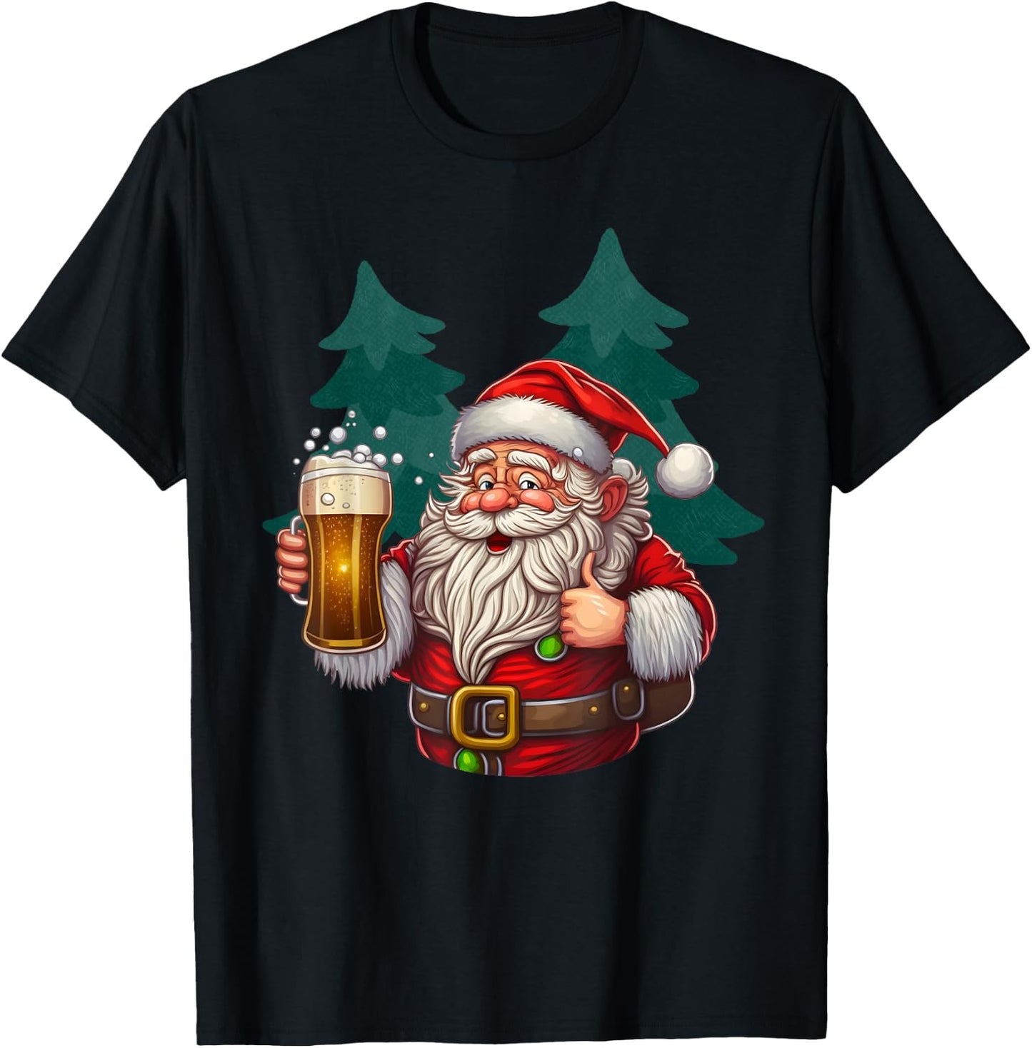 Funny Christmas Santa Drinking Beer Costume T-Shirt - T-Shirt | Black