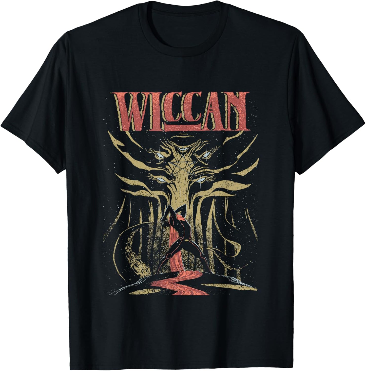 Marvel Universe Classic Pentagram Wiccan Retro Big Poster T-Shirt - T-Shirt | Black