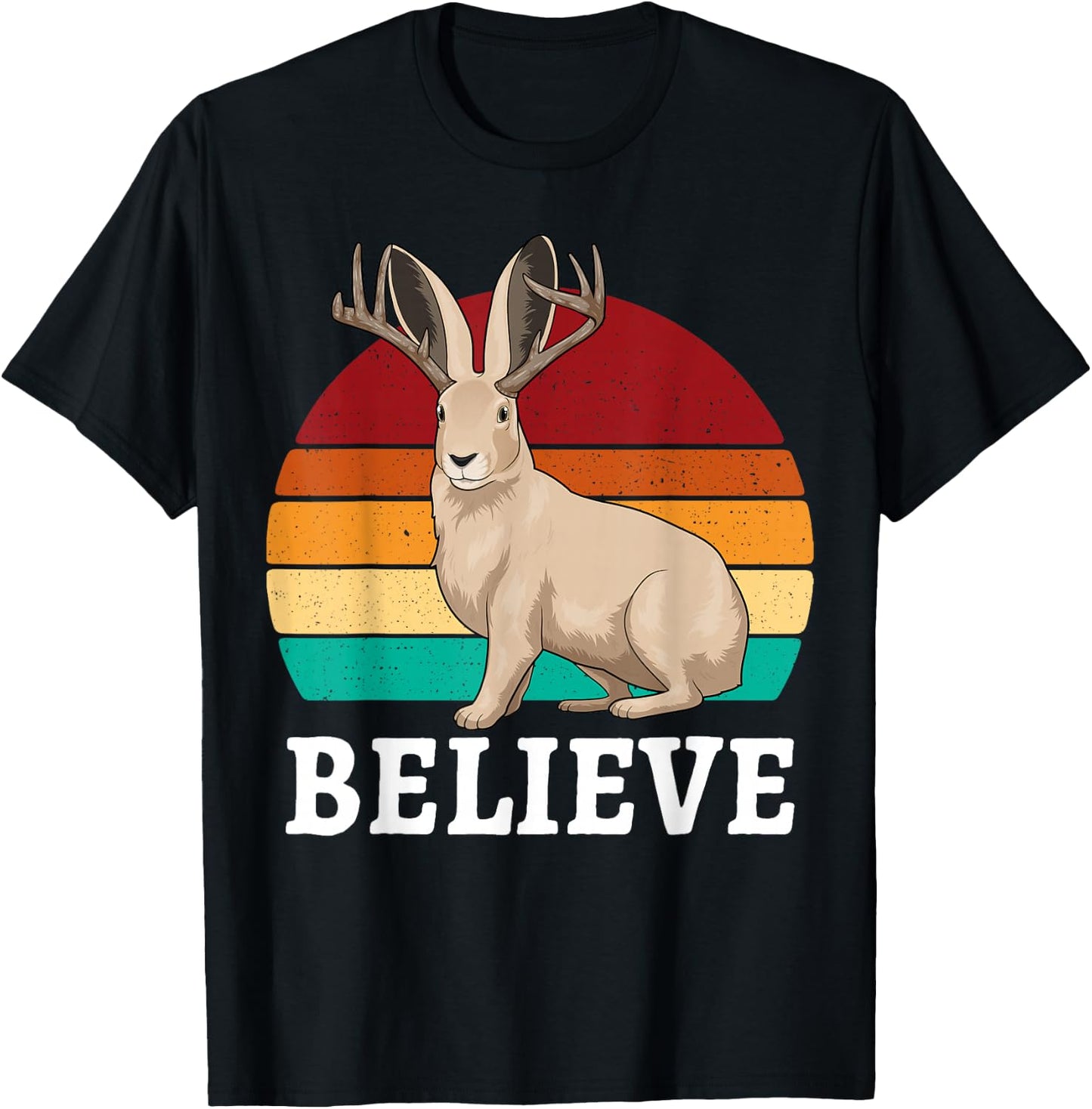 Cryptid Jackalope Shirt - Jackrabbit Believe Rabbit Bunny T-Shirt - T-Shirt | Black