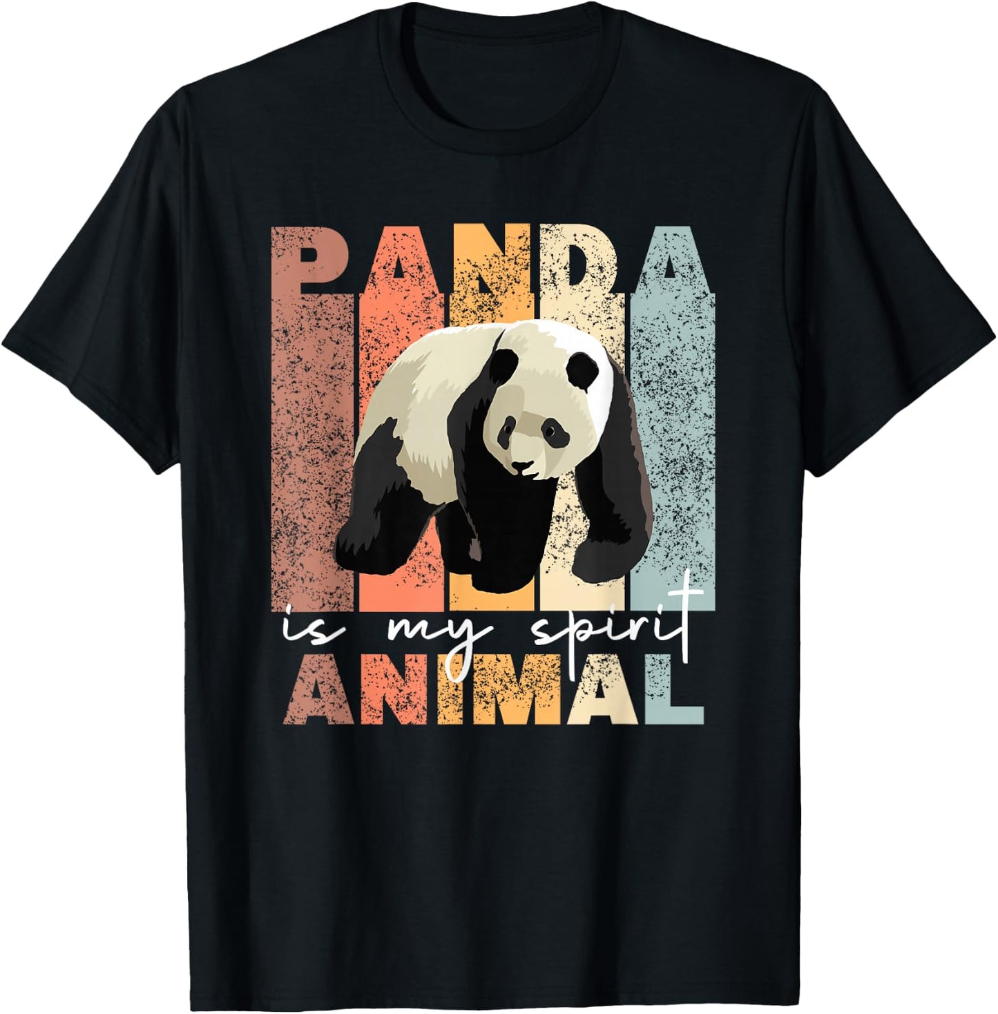 Panda Is My Spirit Animal - Cute Panda Vintage Pandas T-Shirt - T-Shirt | Black