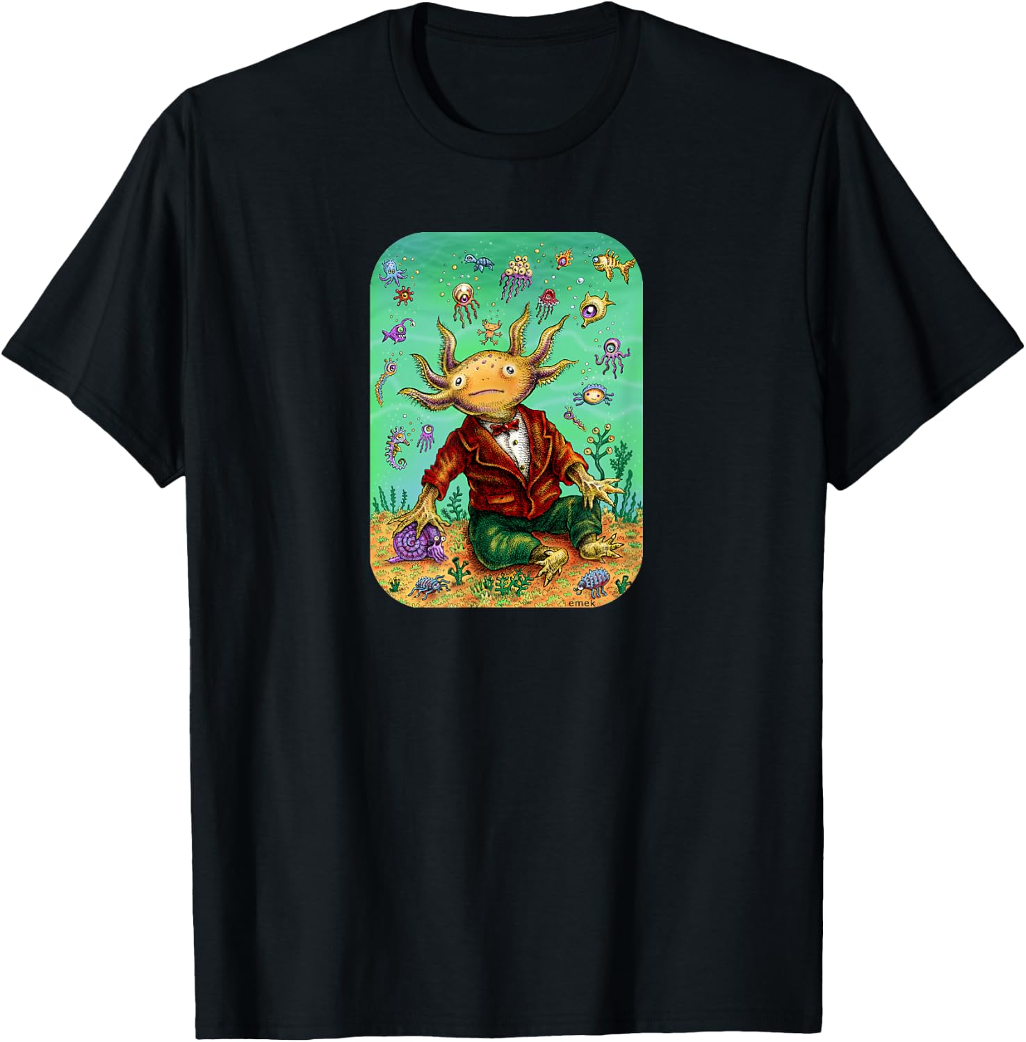Lil Axolotl - by Emek Artman T-Shirt - T-Shirt | Black