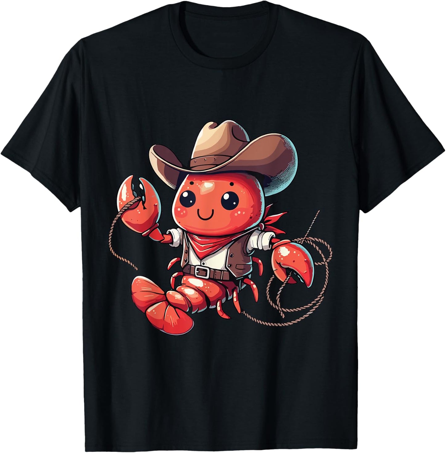Western Rodeo Cowboy Outfit Hat Lobster Texas Animals T-Shirt - T-Shirt | Black