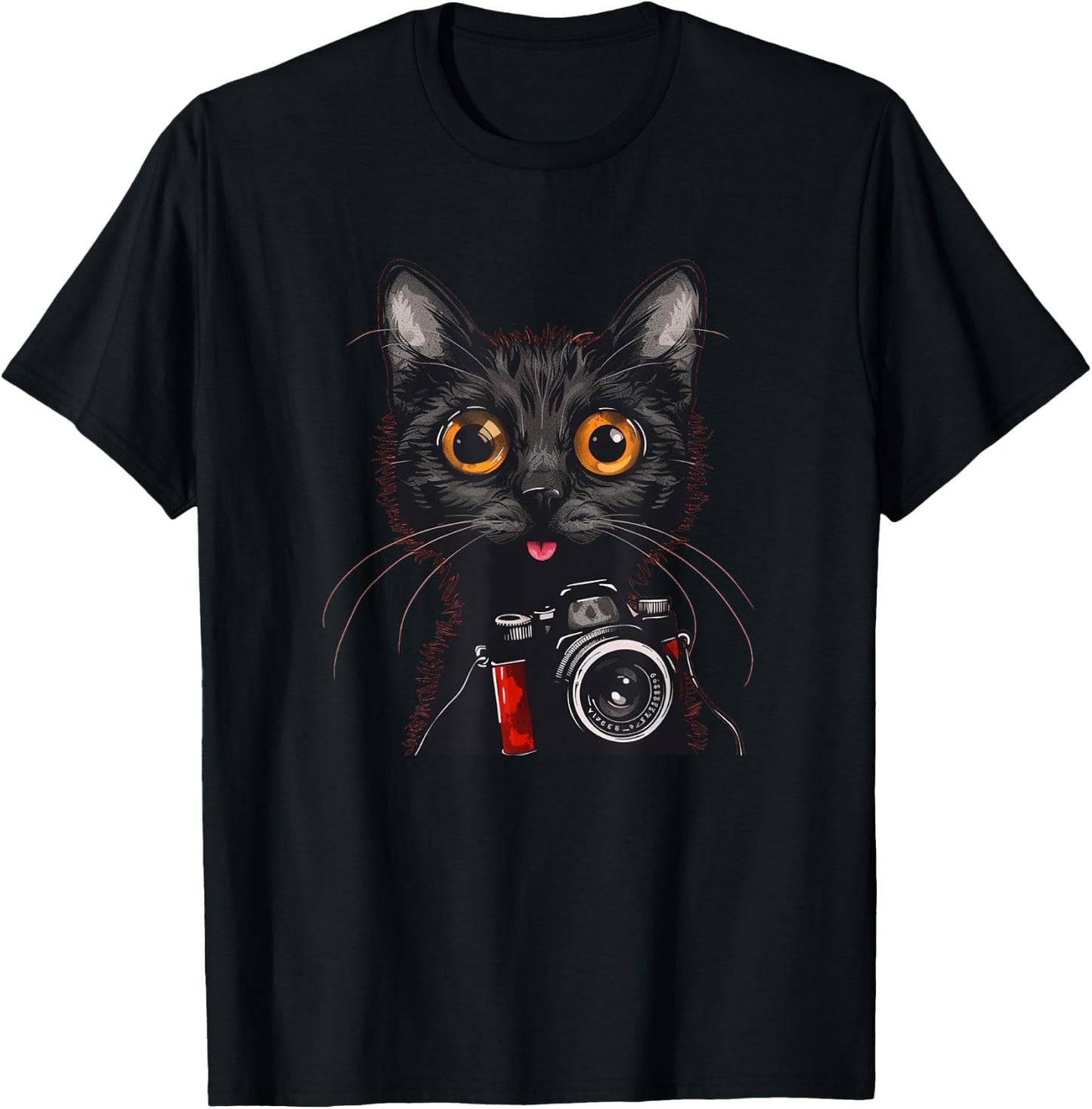 Funny Tourists Cat with Camera Costume Women Kids T-Shirt - T-Shirt | Black