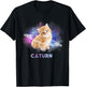 Cat in space caturn Women Girls Kids T-Shirt - T-Shirt | Black