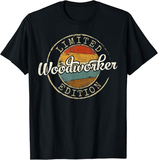 Woodworker Limited Edition Vintage Stamp Woodworking T-Shirt - T-Shirt | Black