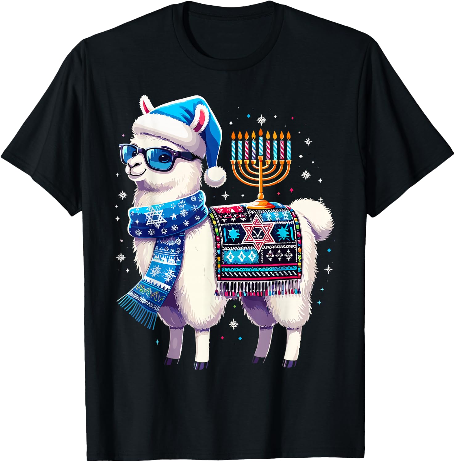 Hanukkah Llama Alpaca Chanukah T-Shirt - T-Shirt | Black